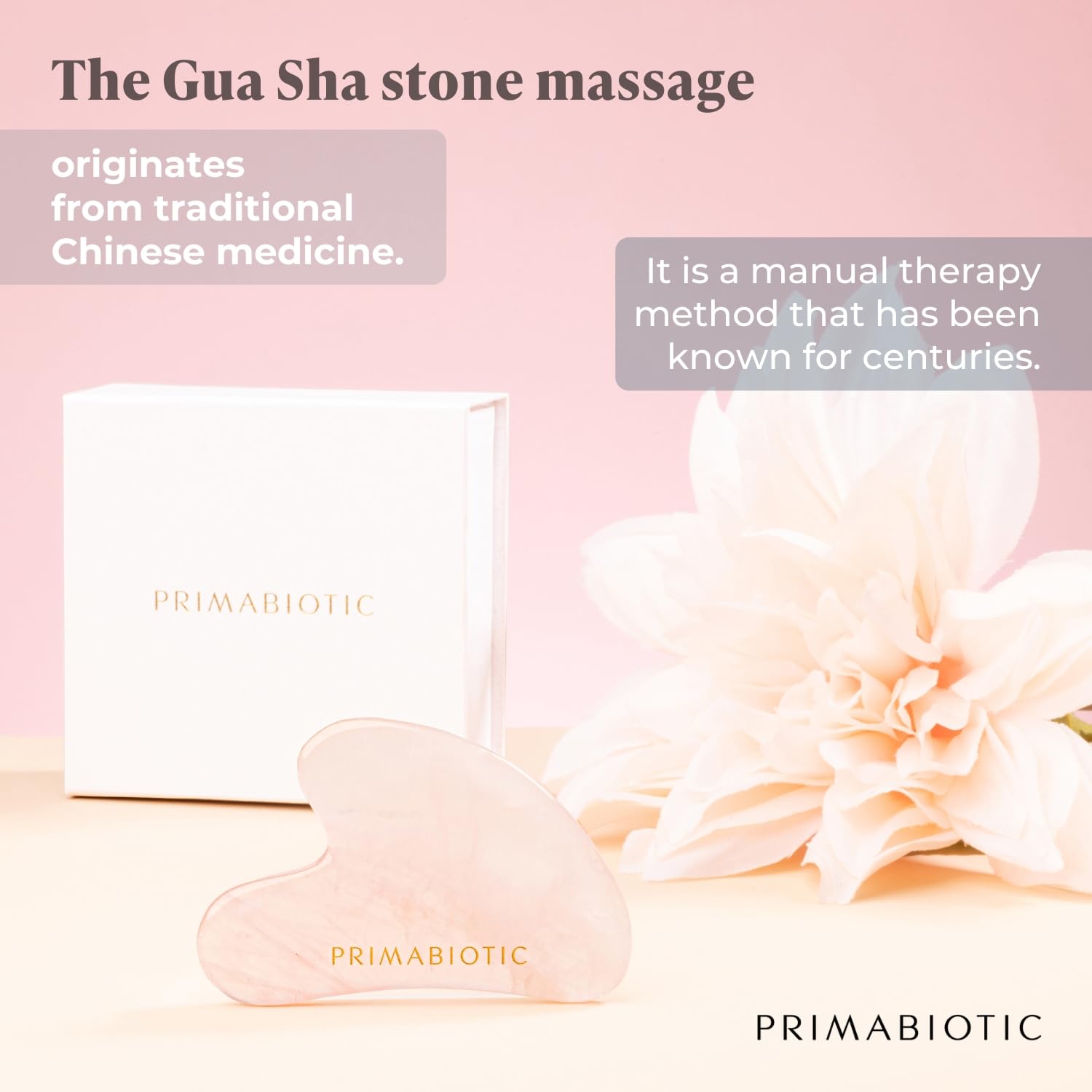 PRIMABIOTIC Gua Sha Stone – Facial Massage Tool for Wrinkles – Rose Quartz Guasha – Skin Care – Beauty Products – Massage Tool for Skin Care – Anti-Aging - Medaid International