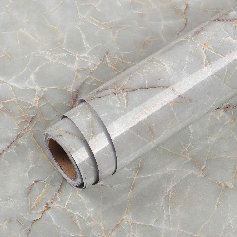 Livelynine Green Marble Countertop Contact Paper Waterproof Peel and Stick Countertops Kitchen Wallpaper Marble Vinyl Wrap Kitchen Counter Top Covers Self Adhesive Covering Desk Table 15.8x78.8 - Medaid International