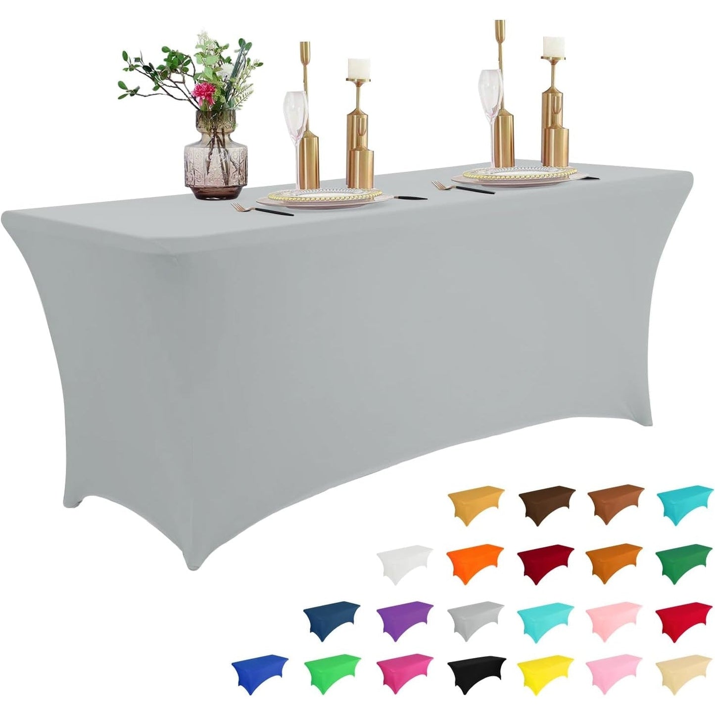 2 Pack 6FT Table Cloth for Rectangular Fitted Events Stretch Black Table Covers Washable Table Cover Spandex Tablecloth Table Protector for Party, Wedding, Cocktail, Banquet, Festival - Medaid International