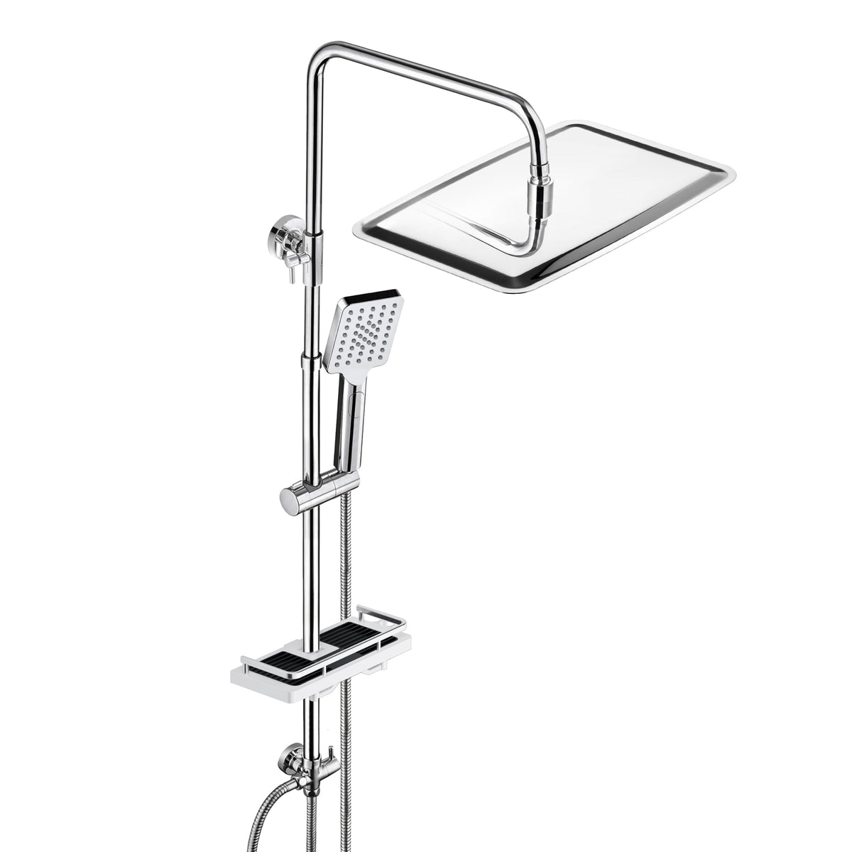 JOHO Shower Column without Taps Adjustable Fixings Heavy Duty Wall Set Bath Shower Shower Bathroom with Rain Shower Effect ABS D20 cm