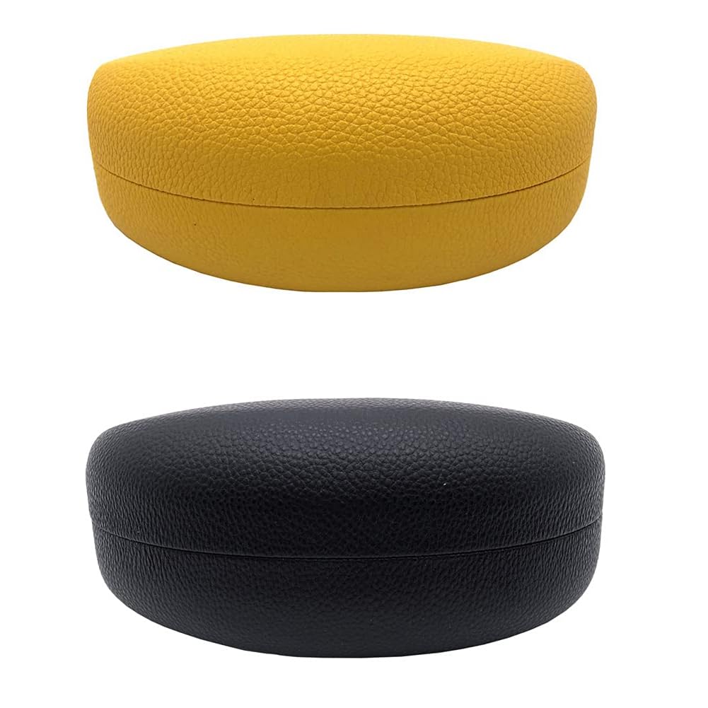 TERRIFI Hard Shell Eyeglasses Case, 2 PACK Protective Case For Sunglasses and Eyeglasses, Sunglasses Case Concise, Suitable for storing men's and women's glasses, Yellow and Black