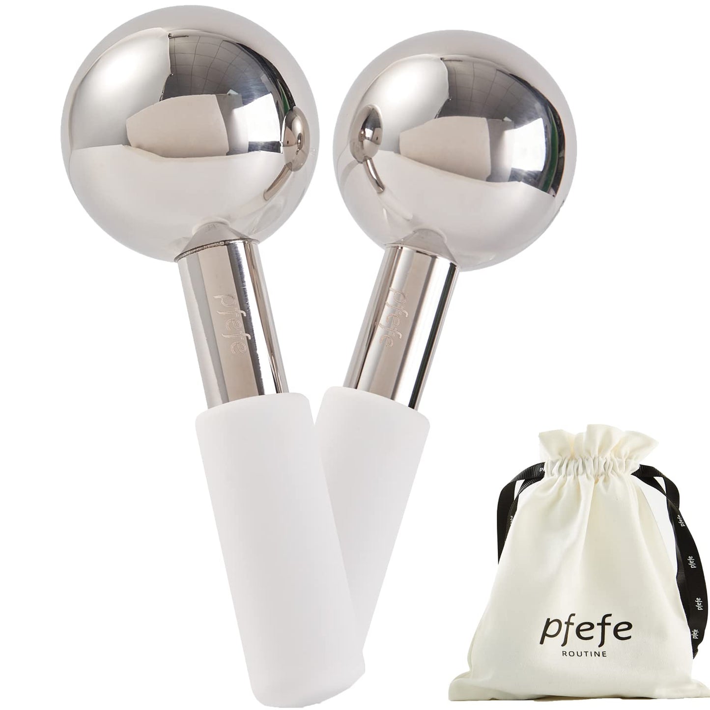 pfefe Ice Globes for Face & Eyes, Unbreakable Stainless Steel Cryo Sticks for Beauty Routines, Facials Cold Roller Cooling Globes for Puffiness, Wrinkles, Dark Circles, Headaches - Medaid International
