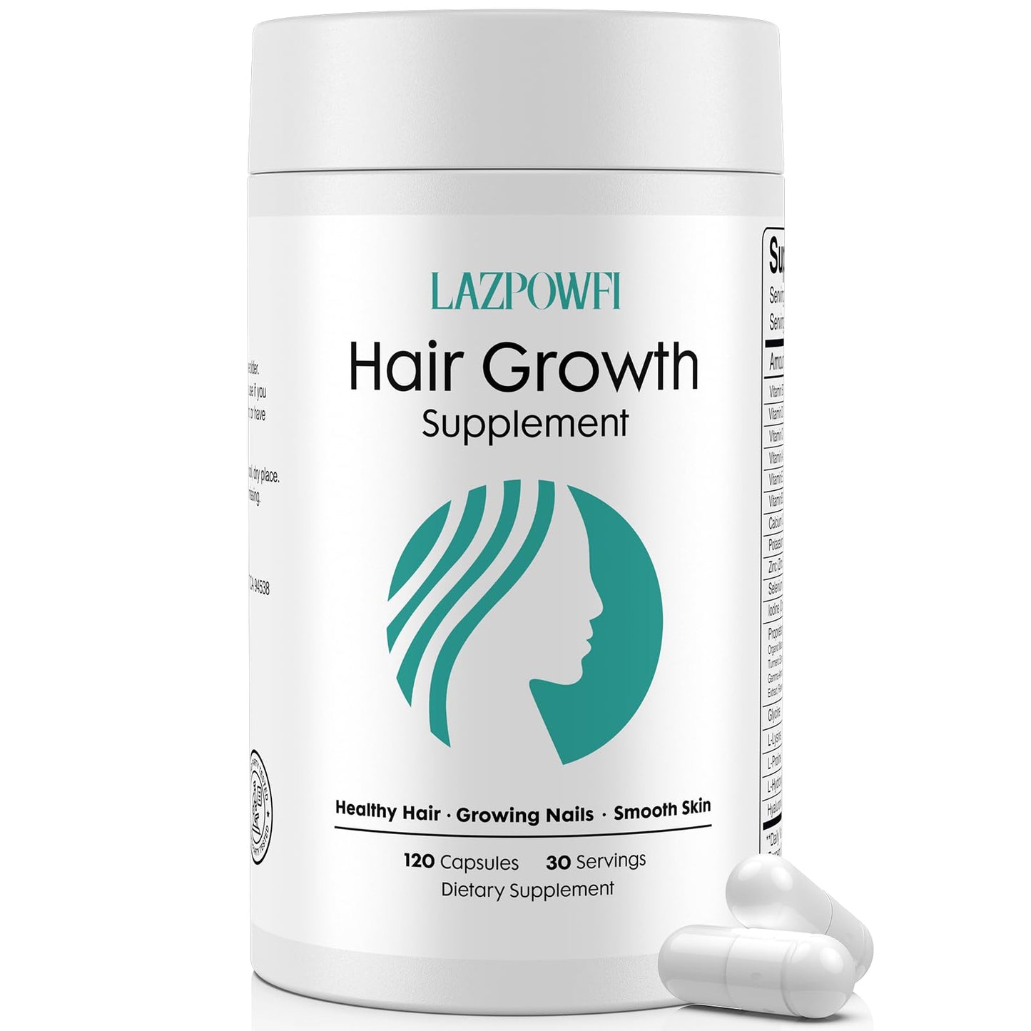 Lazpowfi Hair Growth Products, Biotin 10000mcg, 30-in-1 with Vitamin A, B3, C, D, E, Calcium, Hair Growth Supplement, Supports Hair & Nails Natural Growth Vitamins, for Women & Men - 30 Servings - Medaid International