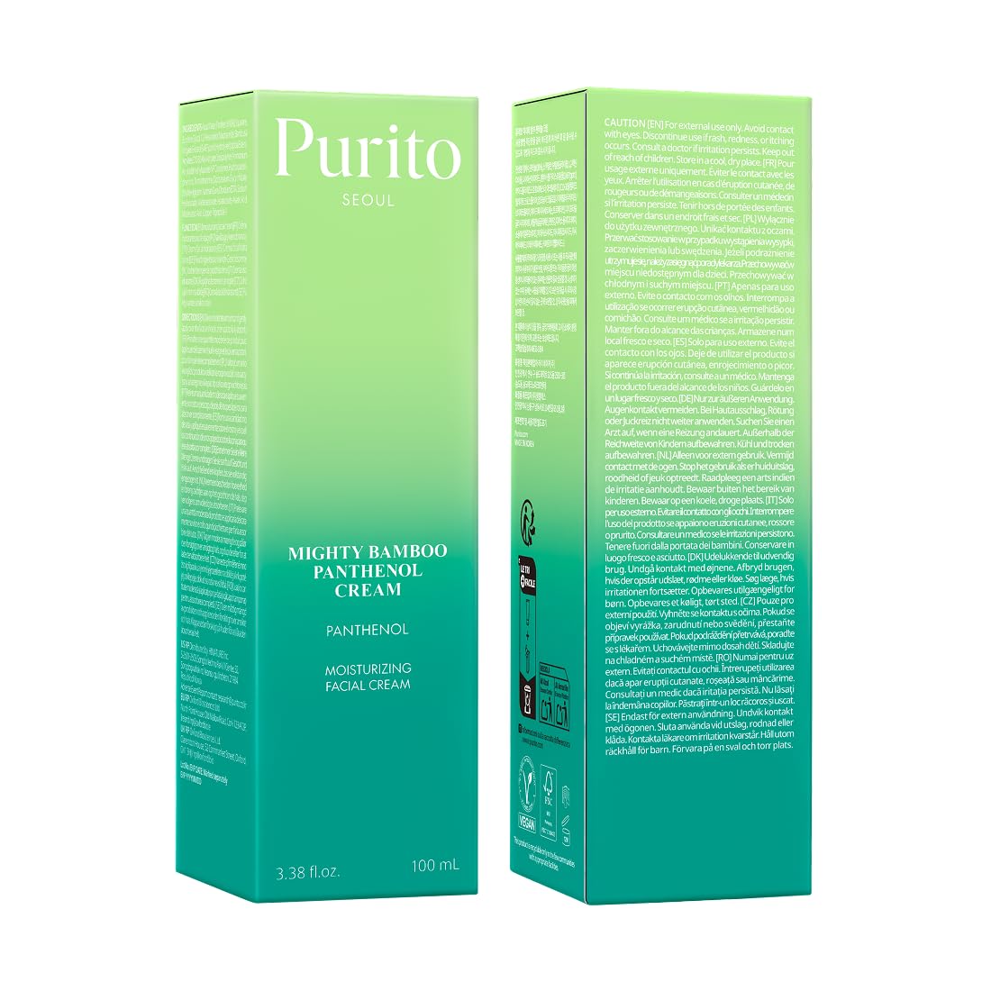 PURITO Post-Acne Moisturizer, Recovery & Glow Boost, Silicone-Free, Non-Comedogenic, Vegan, Korean Skincare, Mighty Bamboo Panthenol Cream, 3.38 fl oz / 100ml - Medaid International