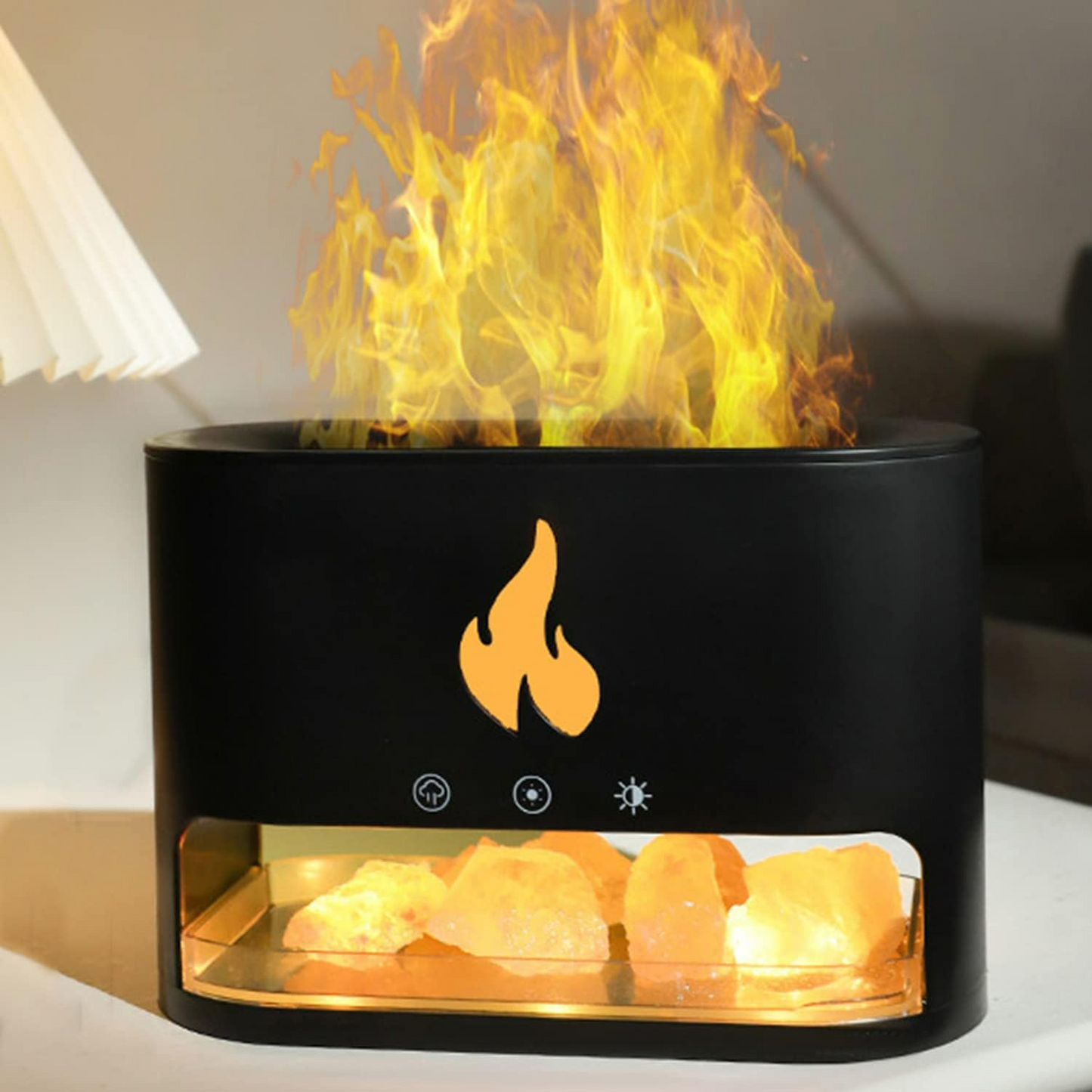 3 in 1 Flame Aroma Diffuser & Himalayan Salt Lamp  250ml Cool Mist Humidifier - Medaid International