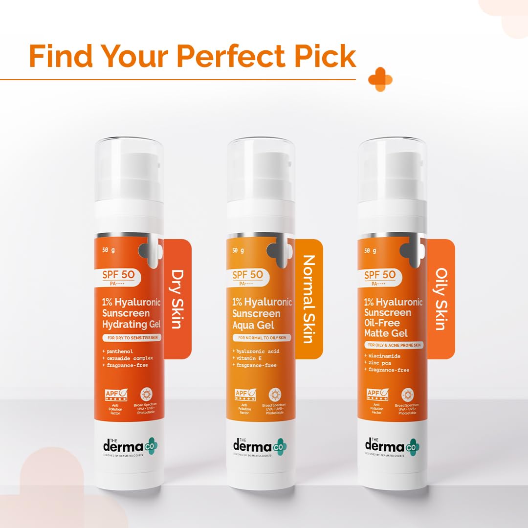 The Derma Co 1% Hyaluronic Sunscreen Aqua Gel SPF 50 PA++++, 50g