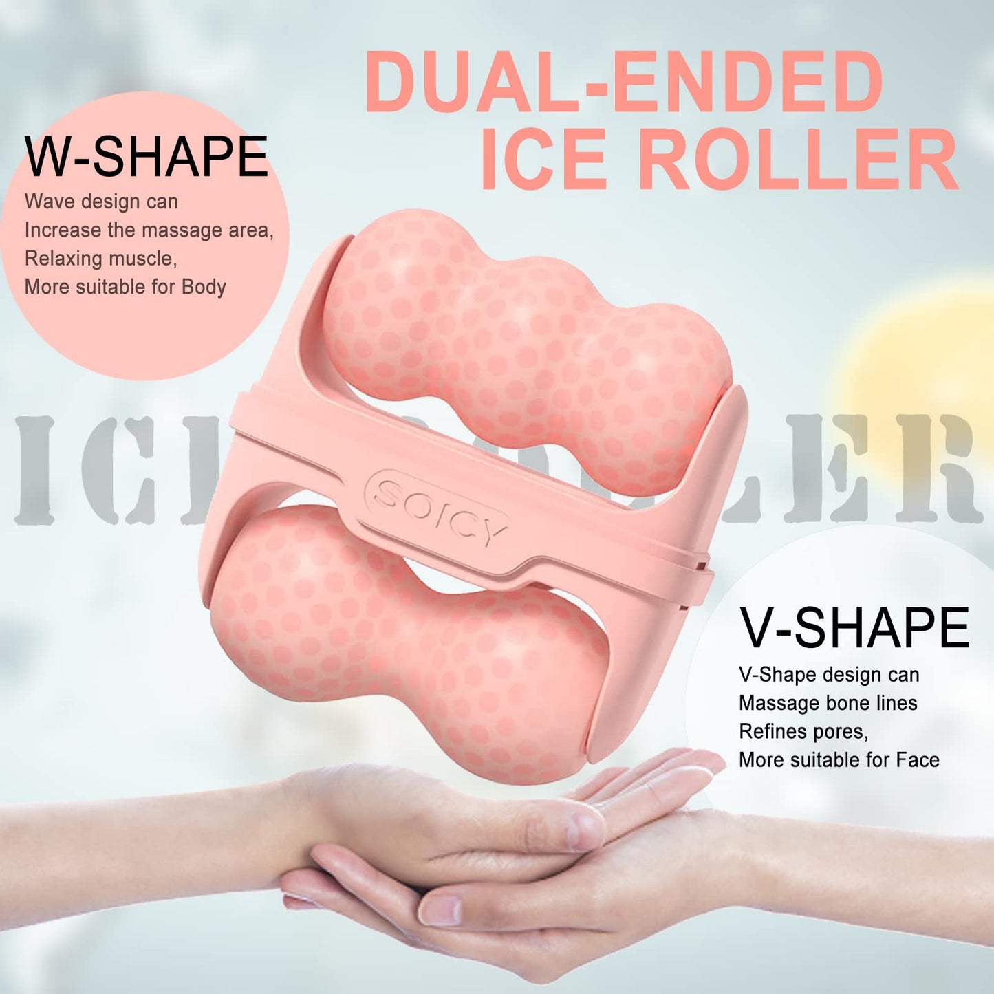 Ice Roller for Face and Eyes - Facial Skin Care Tools with 2 in 1 Face Roller and Travel Case, Self Care Gift for Men Women (Pink) - Medaid International