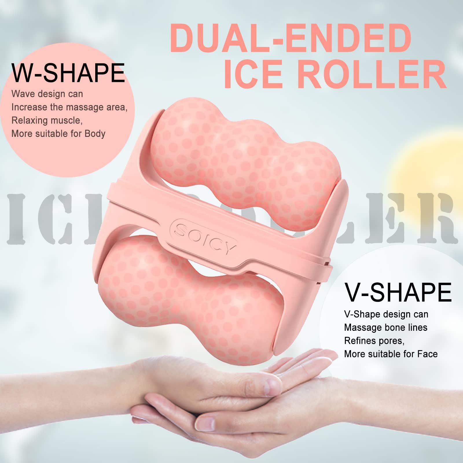 Ice Roller for Face and Eyes - Facial Skin Care Tools with 2 in 1 Face Roller and Travel Case, Self Care Gift for Men Women (Pink) - Medaid International