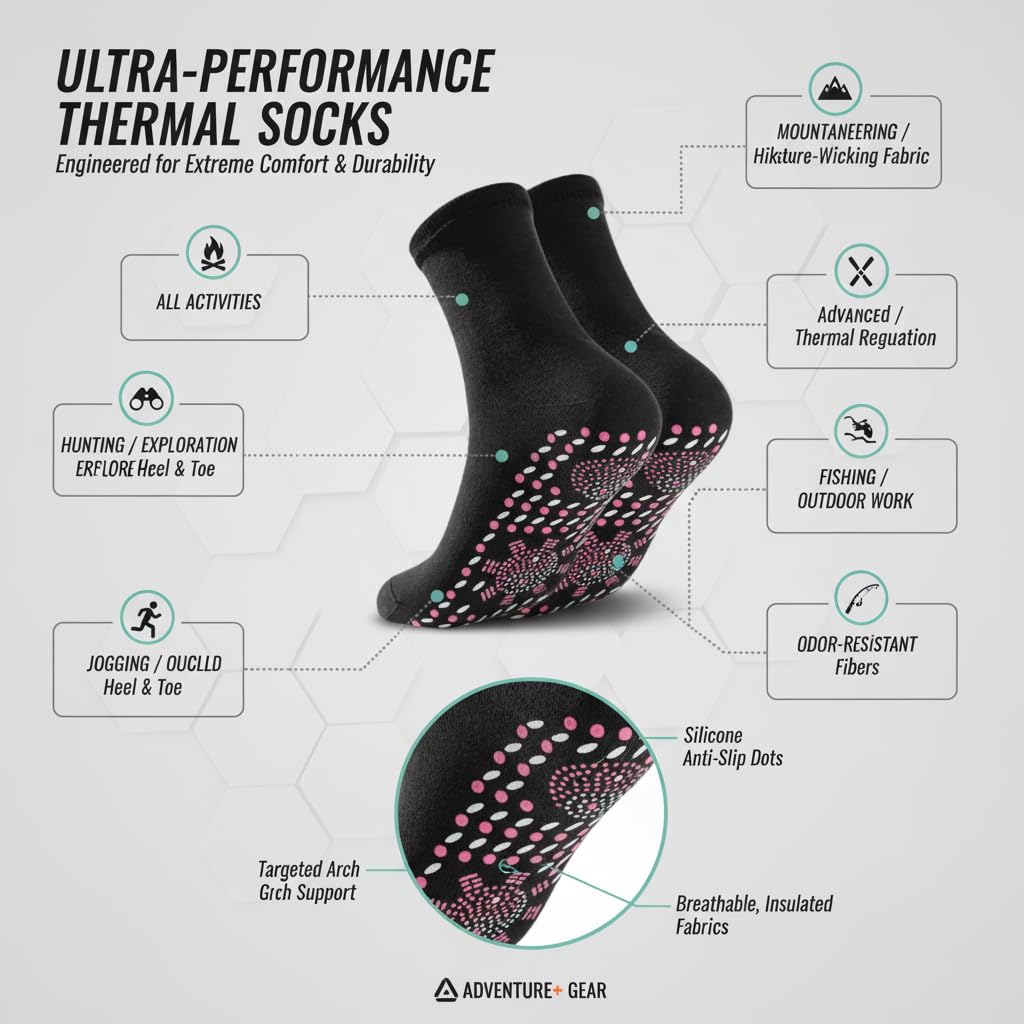 KASTWAVE Self Heating Socks, Magnetic Socks, Heated Socks, Comfortable Breathable Magnetic Massage Socks for Men and Women Outdoor, Winter Cold Feet Camping Hiking Riding Motorcycle Warm Socks