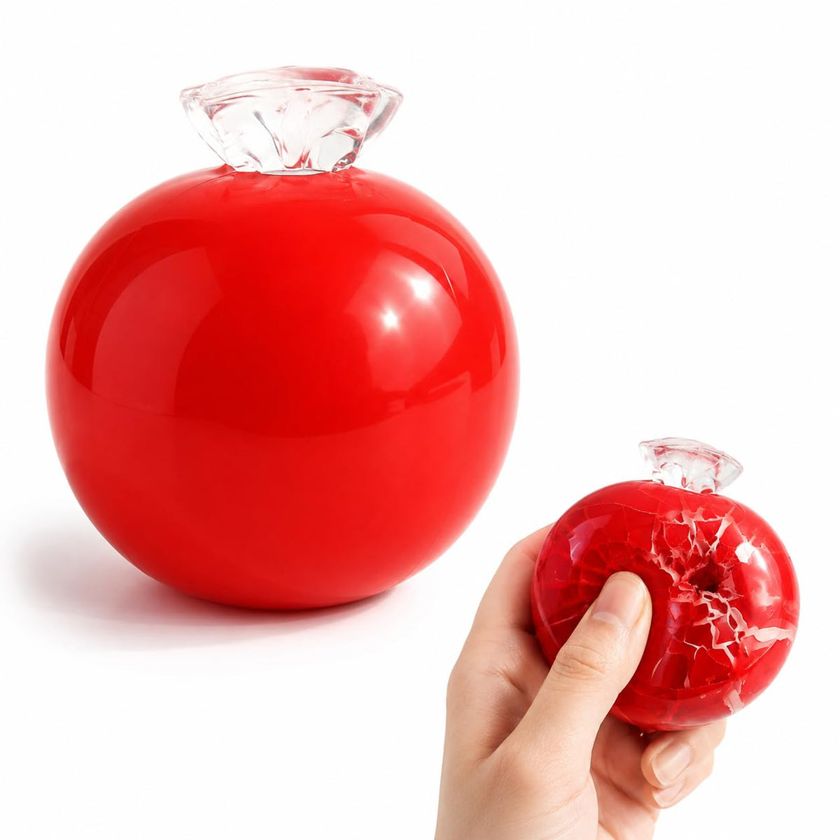 ORCHID M®Red Apple Crackle Squishy Ball, Red Apple Squeeze Sensory Fidget Toy with Crunchy Crackle Feel