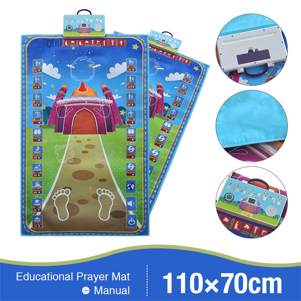 Adult Educational Interactive Prayer Mat-Islamic Gifts Muslim Blue - Medaid International