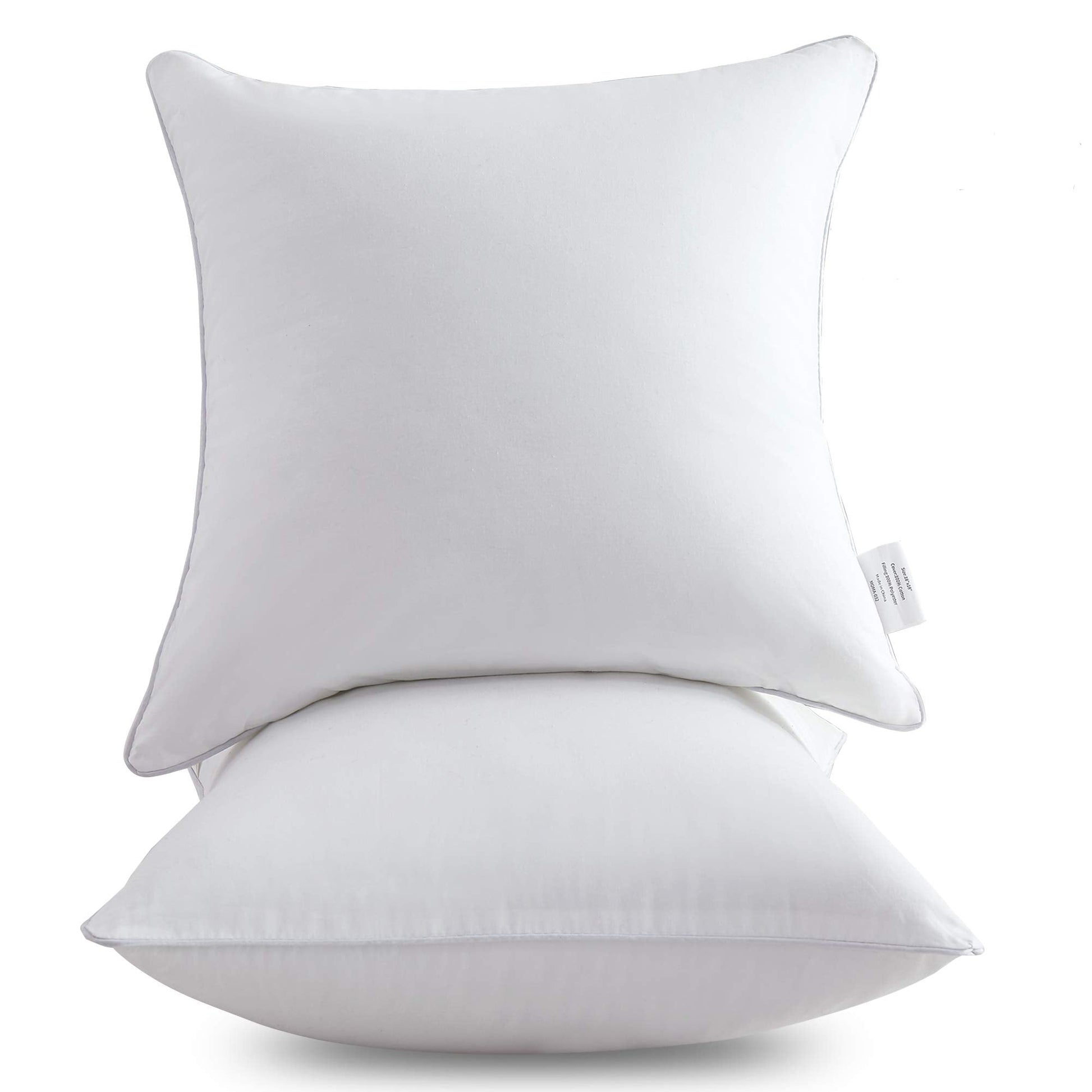 Leeden 18 x 18 Pillow Inserts (Set of 2) - Throw Pillow Inserts with 100% Cotton Cover - 18 Inch Square Decorative Pillows for Sofa, Couch, Bed and Home Decor - Medaid International