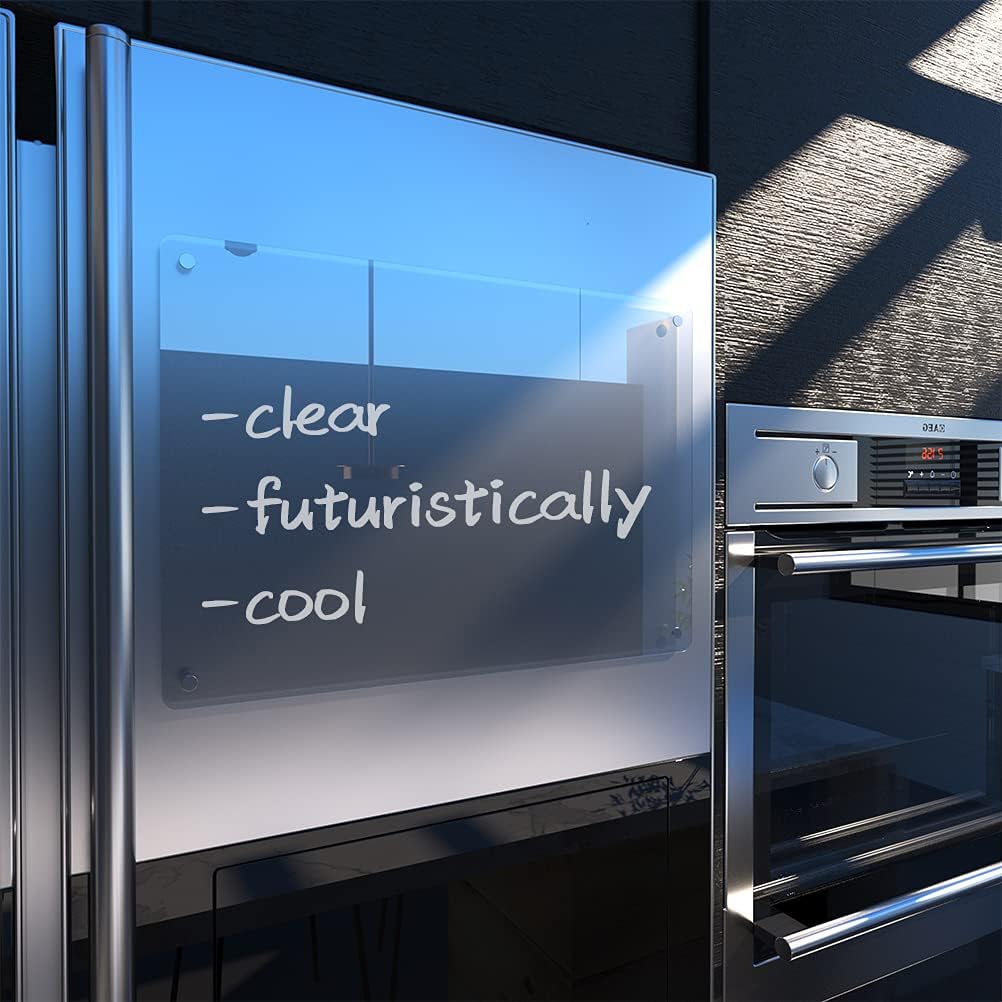 ChicRosa RR RAXMIN Acrylic Note Board Refrigerator Dry Erase Board Magnetic Clear 15”x11" Includes 4 Dry Erase Markers