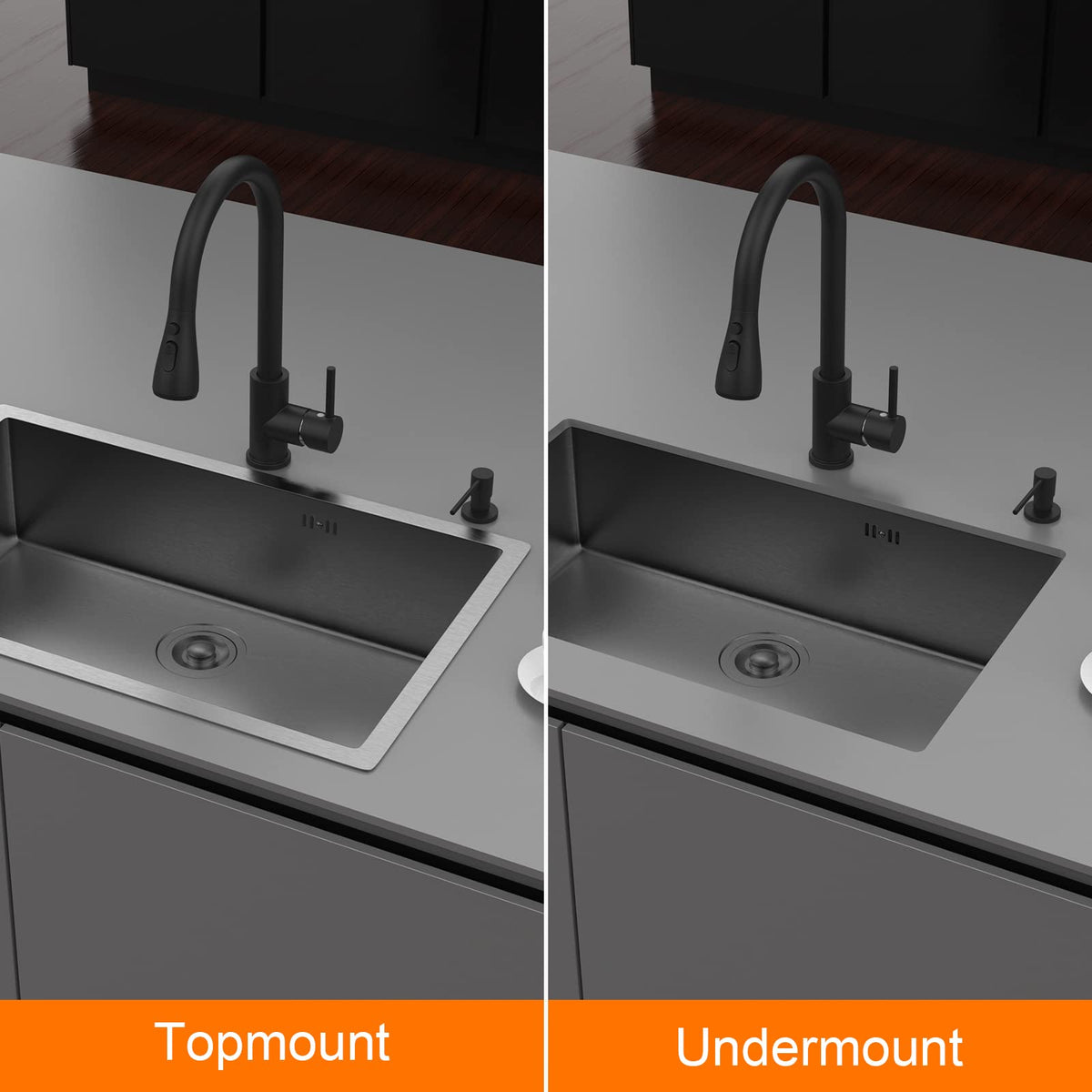 Ibergrif M87044B Kitchen Sink 70 x 44 cm, Under Countertop Sink with Drain Filter, Stainless Steel
