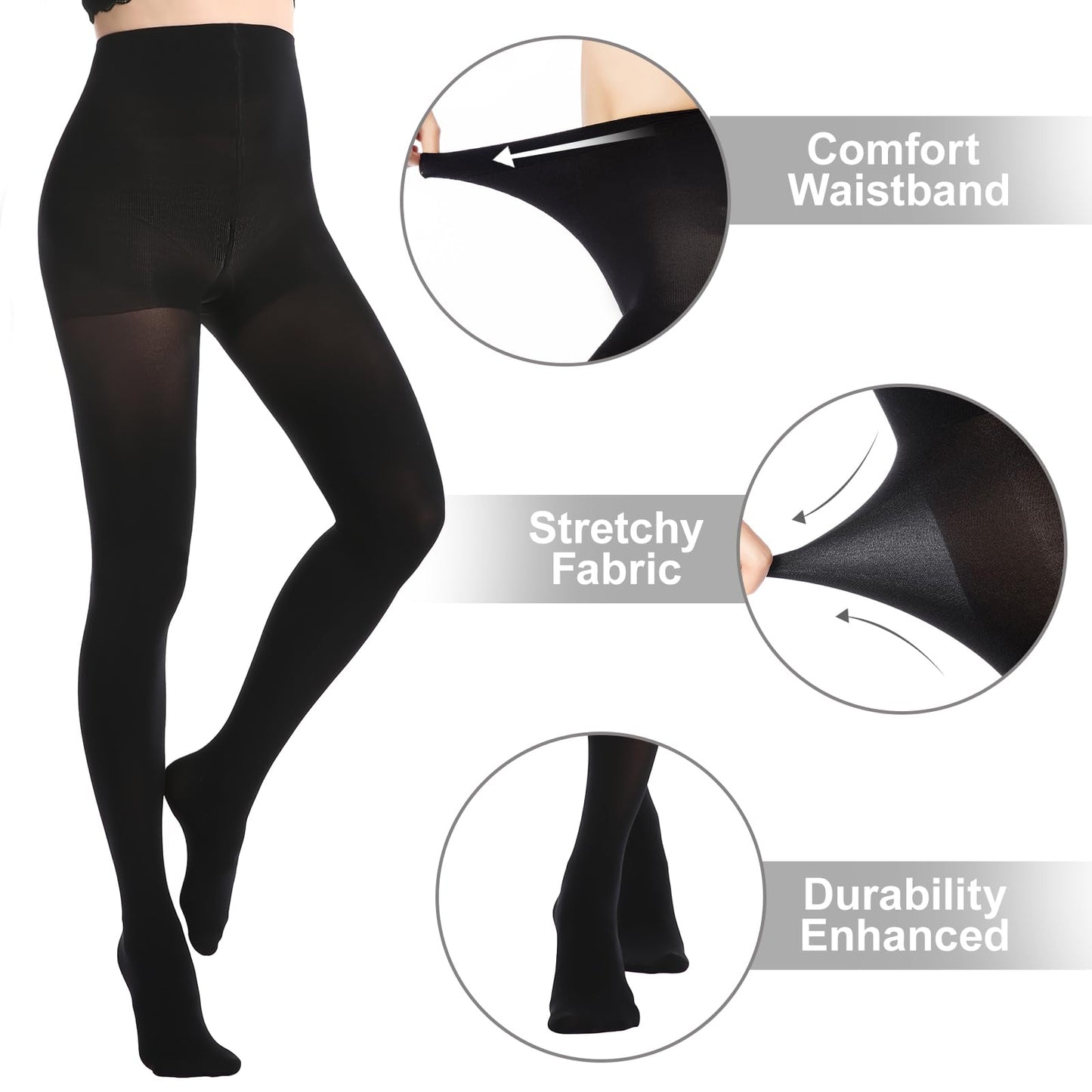 MANZI Women's 6 Pairs Opaque Control-Top Tights with Comfort Stretch 70 Denier Small - Medaid International