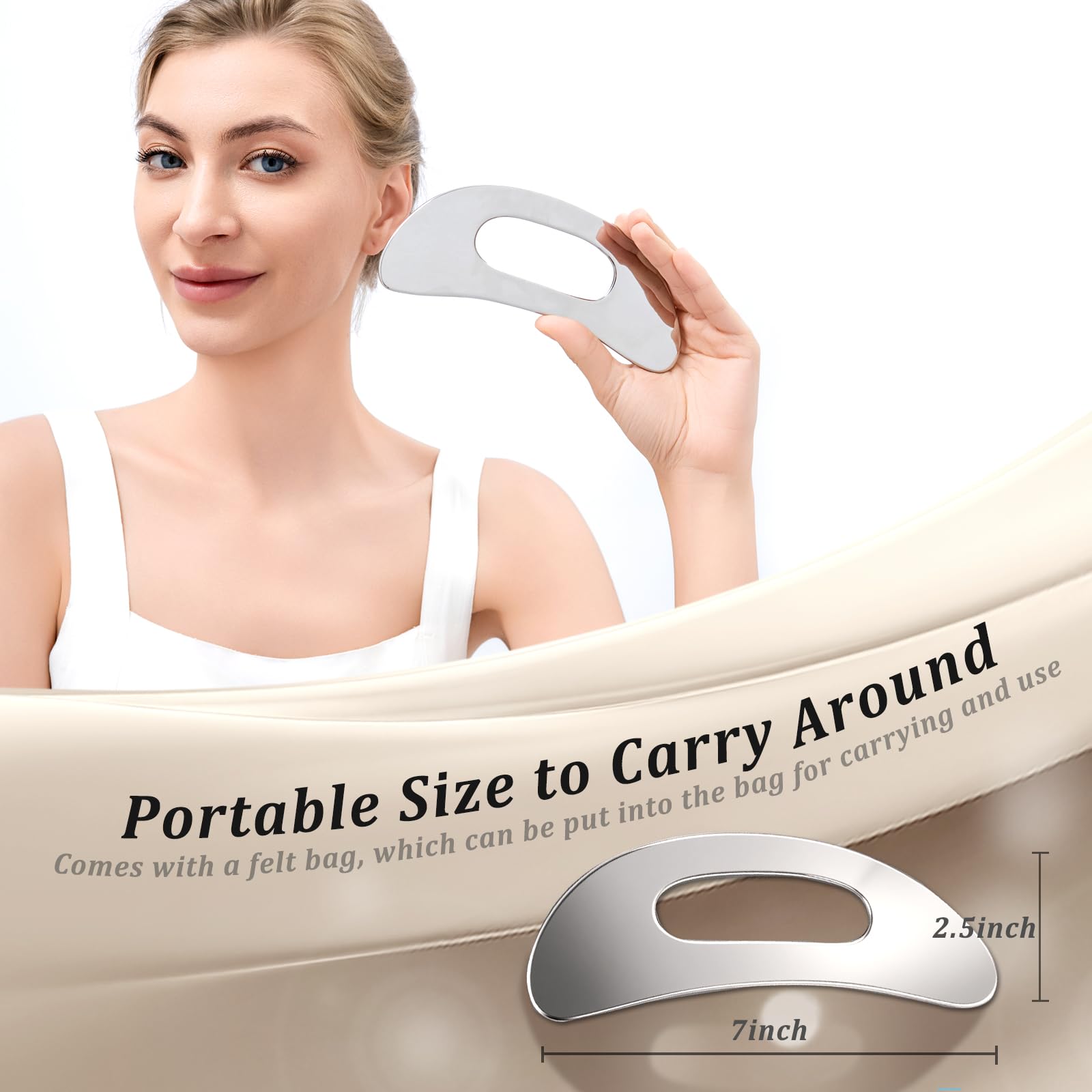 InfiniteRelax Metal Body Gua Sha Massage Tool with Handle Body Muscle Scraper Tools, Larger Fascia Guasha Metal Tool for Back Neck Face Leg - Medaid International