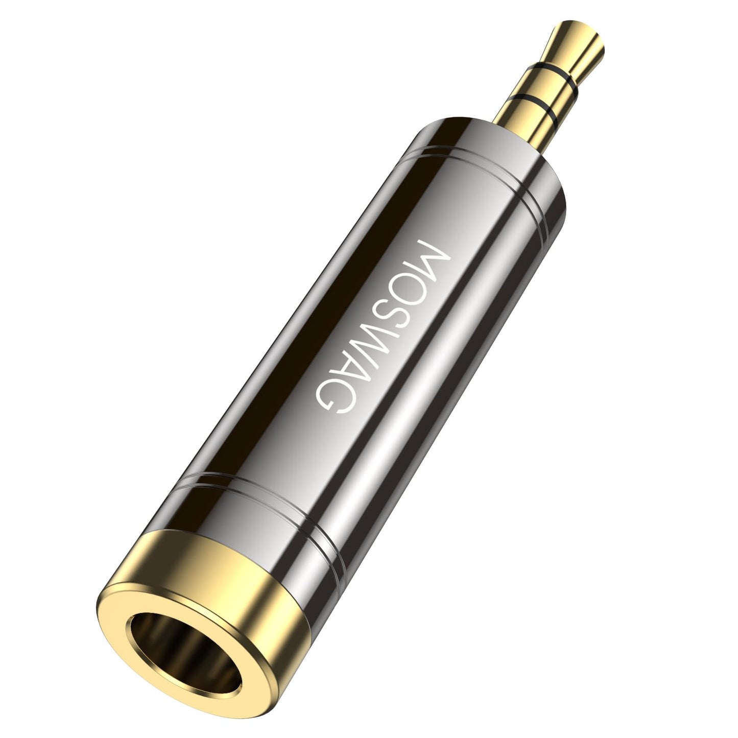MOSWAG 3.5mm to 6.35mm Adapter, 3.5mm TRS 1/8 inch Audio Male to 6.35mm 1/4 inch Female Mic Plug Adapter Jack Converter for amplifiers, Mixing Console, Home Theater Devices, Electric Guitar -1Pack - Medaid International