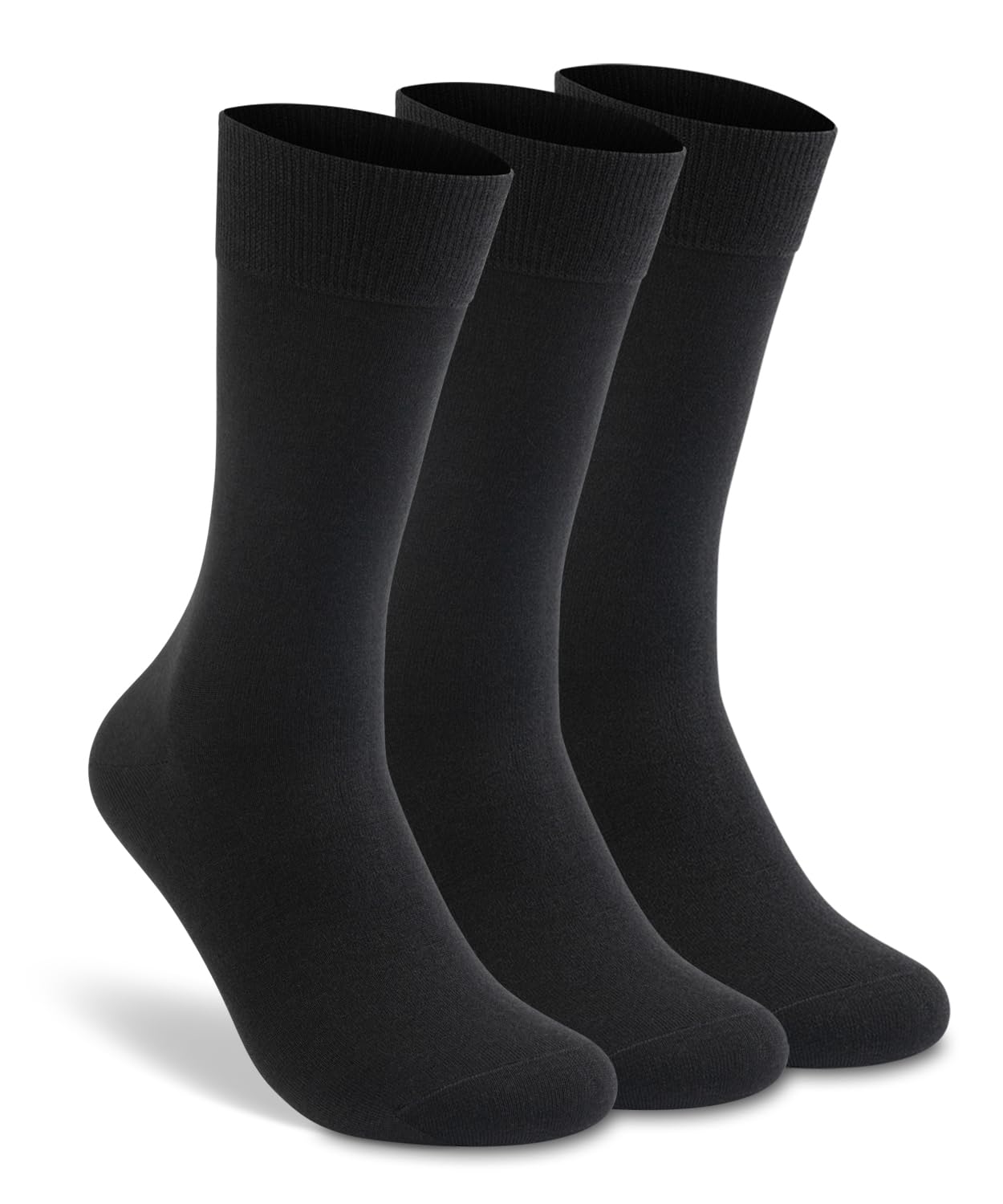 LIXIA Men's Thin Merino Wool Socks, Cozy Casual Winter Warm Breathable Mid-calf Dress Socks(3 Pairs - Black) - Medaid International