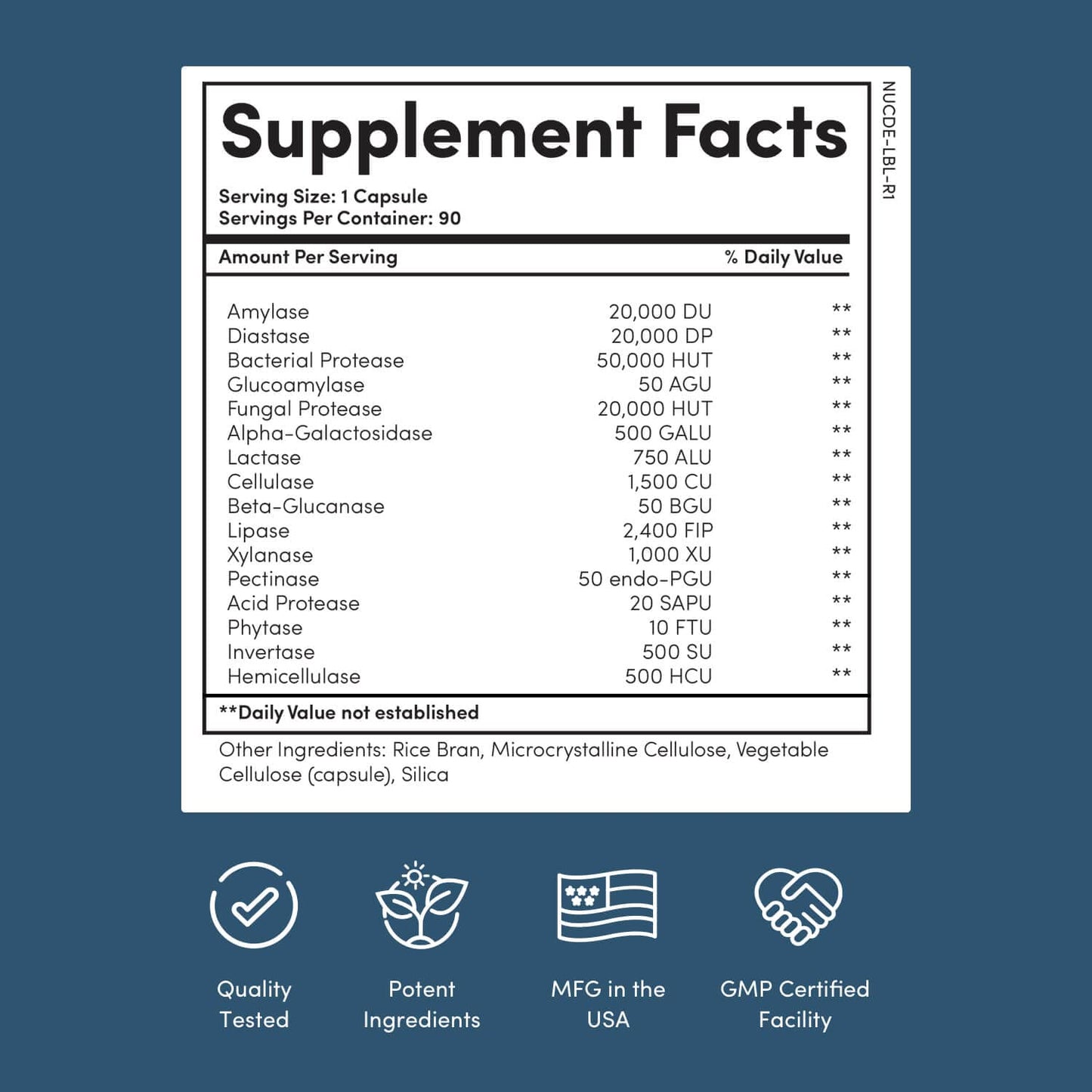 Nucific Digestive Enzyme Supplement to Support Digestion and Nutrient Bioavailability, 90 Count - Medaid International