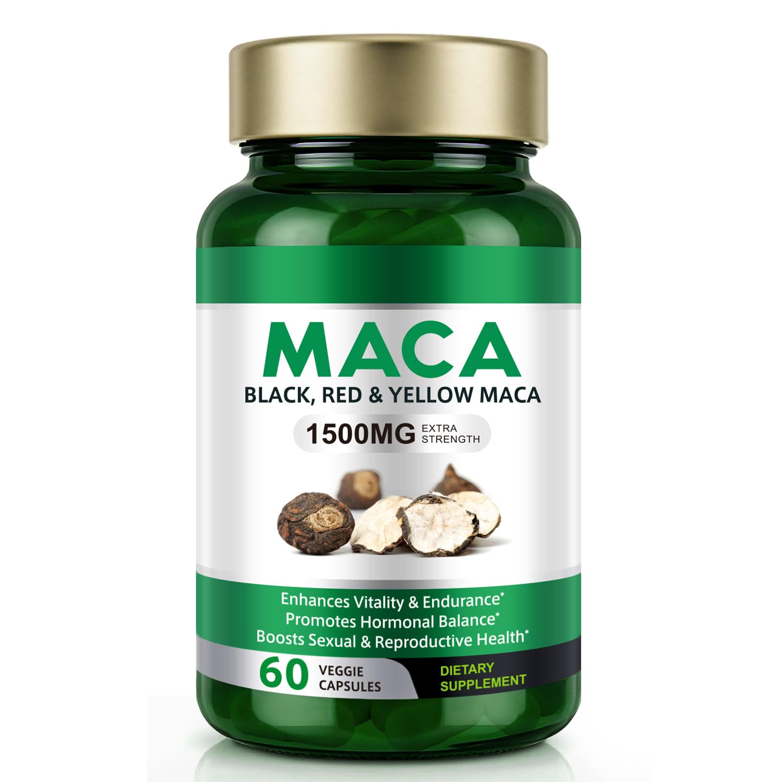 Vceeoy Maca Root, Black Pepper Extract Capsules for Women & Men with 1500 mg Black, Red & Yellow Maca,Gives Energy Boost -60 Capsules, Easy to Swallow - Medaid International