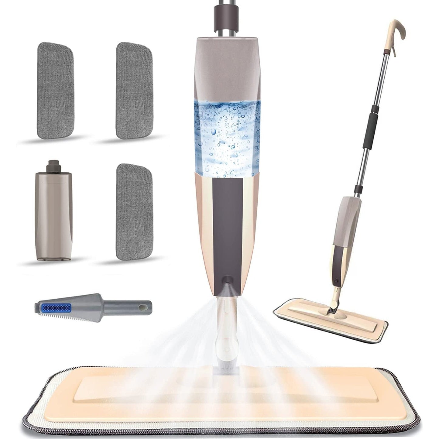 Microfiber Spray Mop for Floor Cleaning, Dry Wet Wood Floor Mop with 3 pcs Washable Pads, Handle Flat Mop with Sprayer for Kitchen Wood Floor Hardwood Laminate Ceramic Tiles Dust - Medaid International