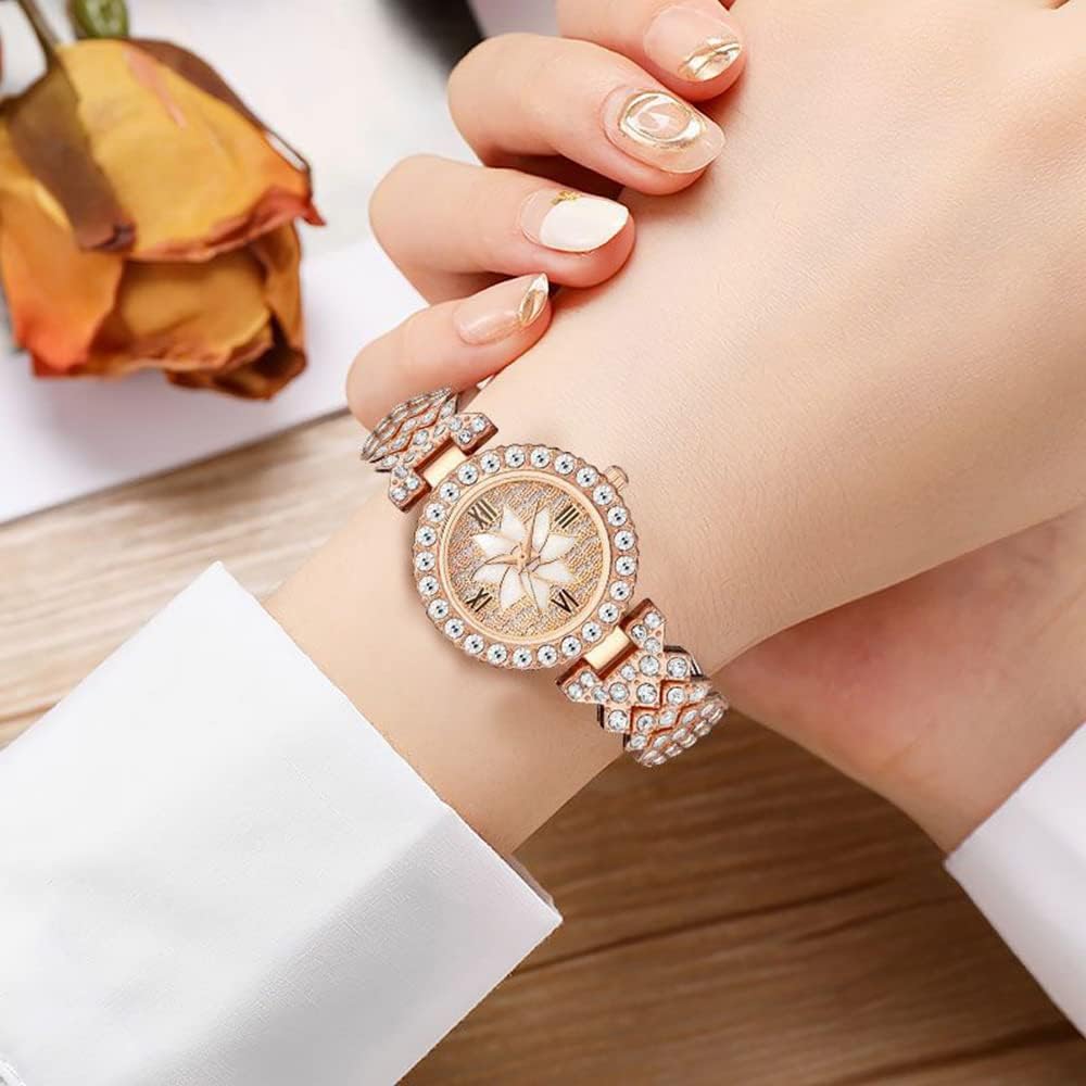 KASTWAVE Luxury Women Wrist Watches, Fashion Casual Quartz Watch Ladies Watch, Watch Luxury Crystal Rhinestone Diamond Wrist Watch Stainless Steel Fashion Bling Iced-Out Watch