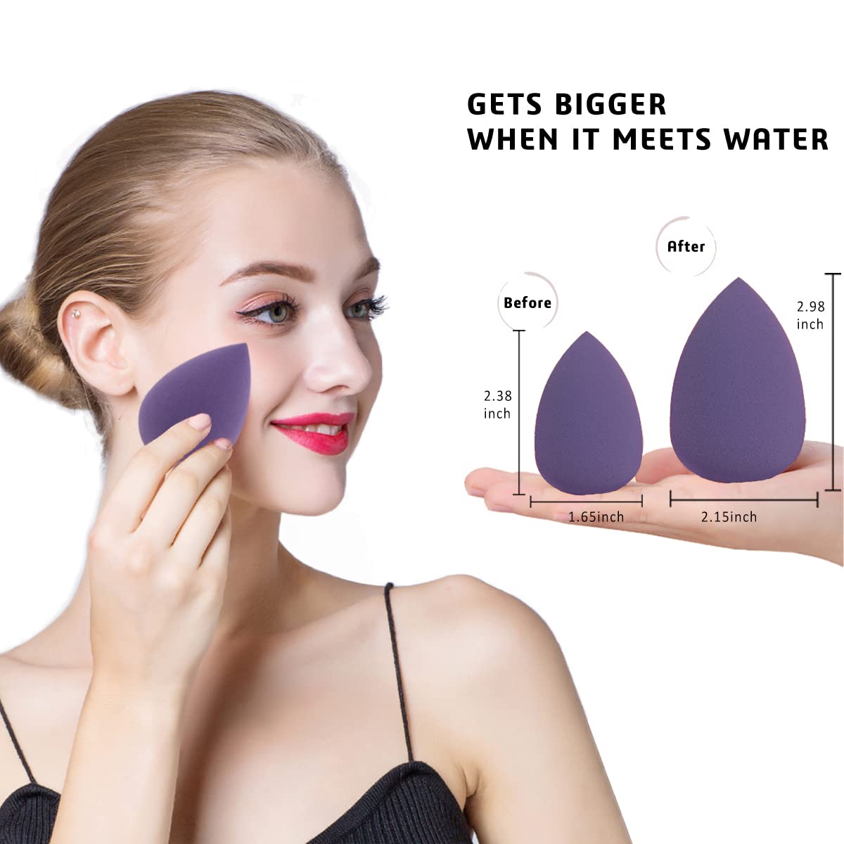 Makeup Sponges Set - Beauty sponges Blending Blenders with 1 Holder and Egg Case, Flawless for Cream, Powder and Liquid (Purple, 4Pcs+1Holder+ case) - Medaid International