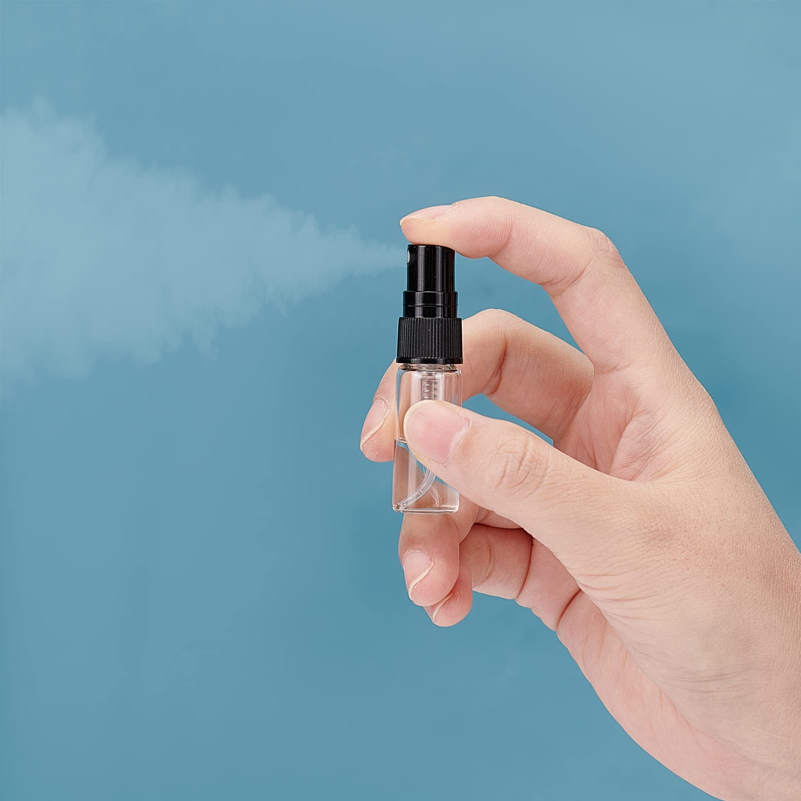 BENECREAT 40PCS 3ml Mini Fine Mist Glass Spray Bottle Clear Glass Travel Empty Atomiser Black Cap with 2PCS Funnel and 4PCS 2ml Pipettes for Perfume, Cosmetic - Medaid International