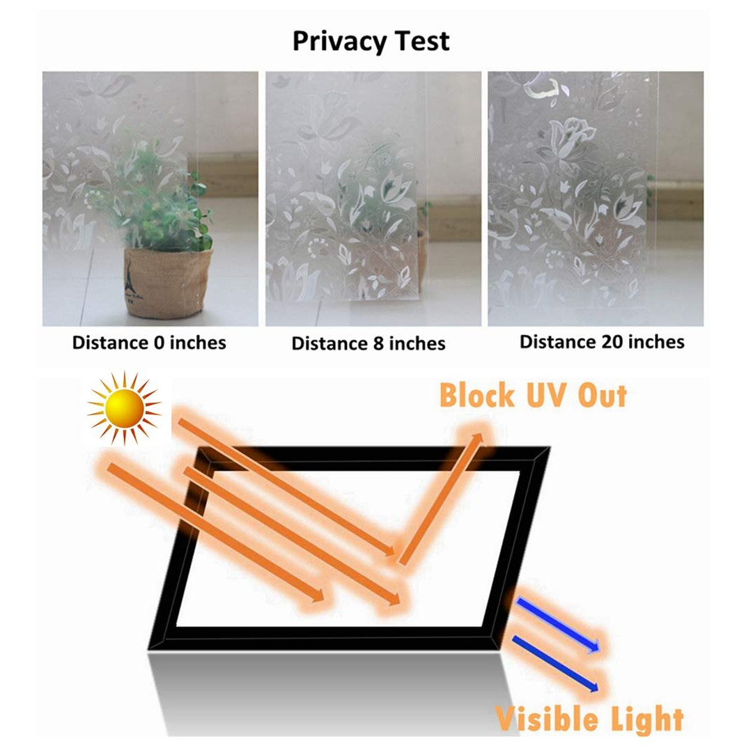 Arthome Window Privacy Film,17.5x100 Inch Stained Glass Window Film Heat Control UV Blocking, Static Cling Non-Adhesive Reusable Decorative Window Sticker for Bathroom Home Office - Medaid International