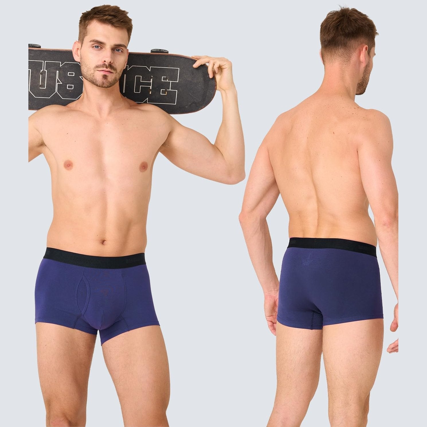 Men's Bamboo Underwear 4-Pack - Ultra Soft, Anti-Roll Waistband, Tagless Trunks - Medaid International
