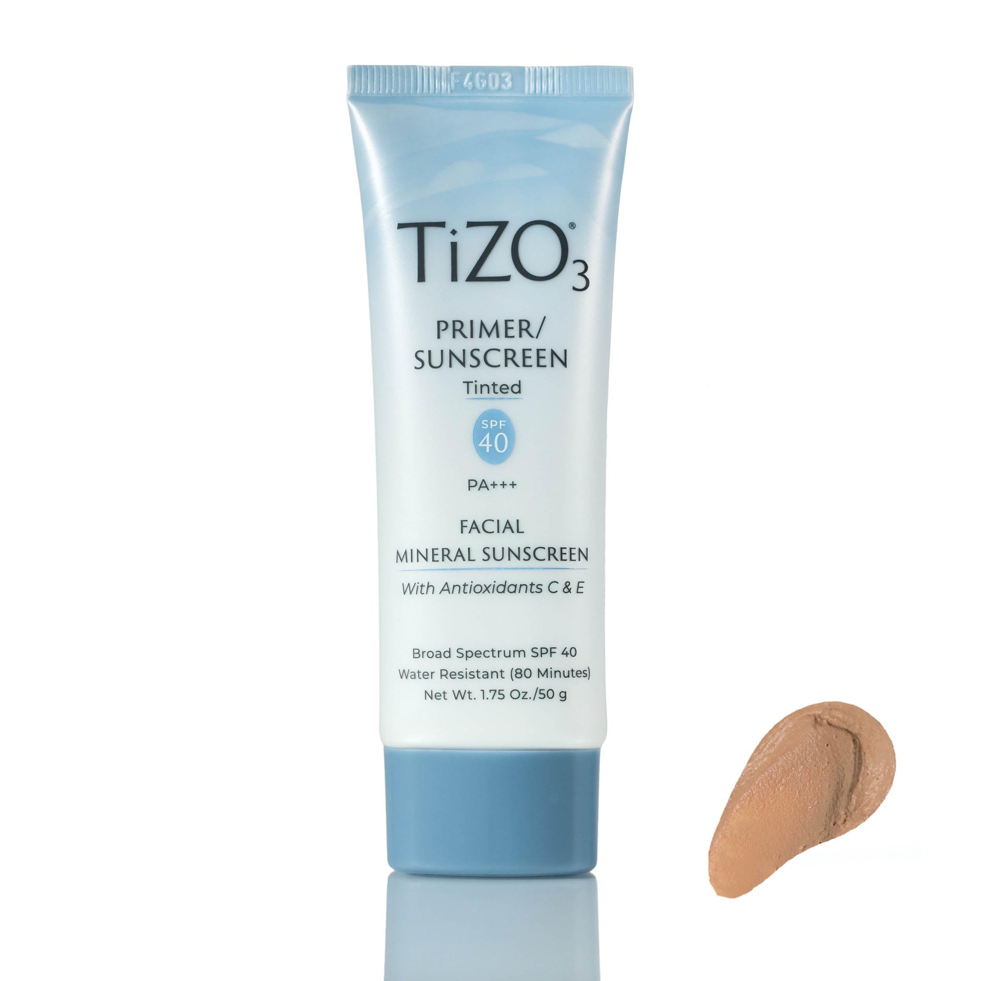 TiZO3 Facial Mineral Sunscreen and Primer, Tinted Broad Spectrum SPF 40 with Antioxidants, Sheer matte finish, Fragrance-Free, Oil-Free, Dermatologist-recommended, PA+++ 1.75 oz - Medaid International