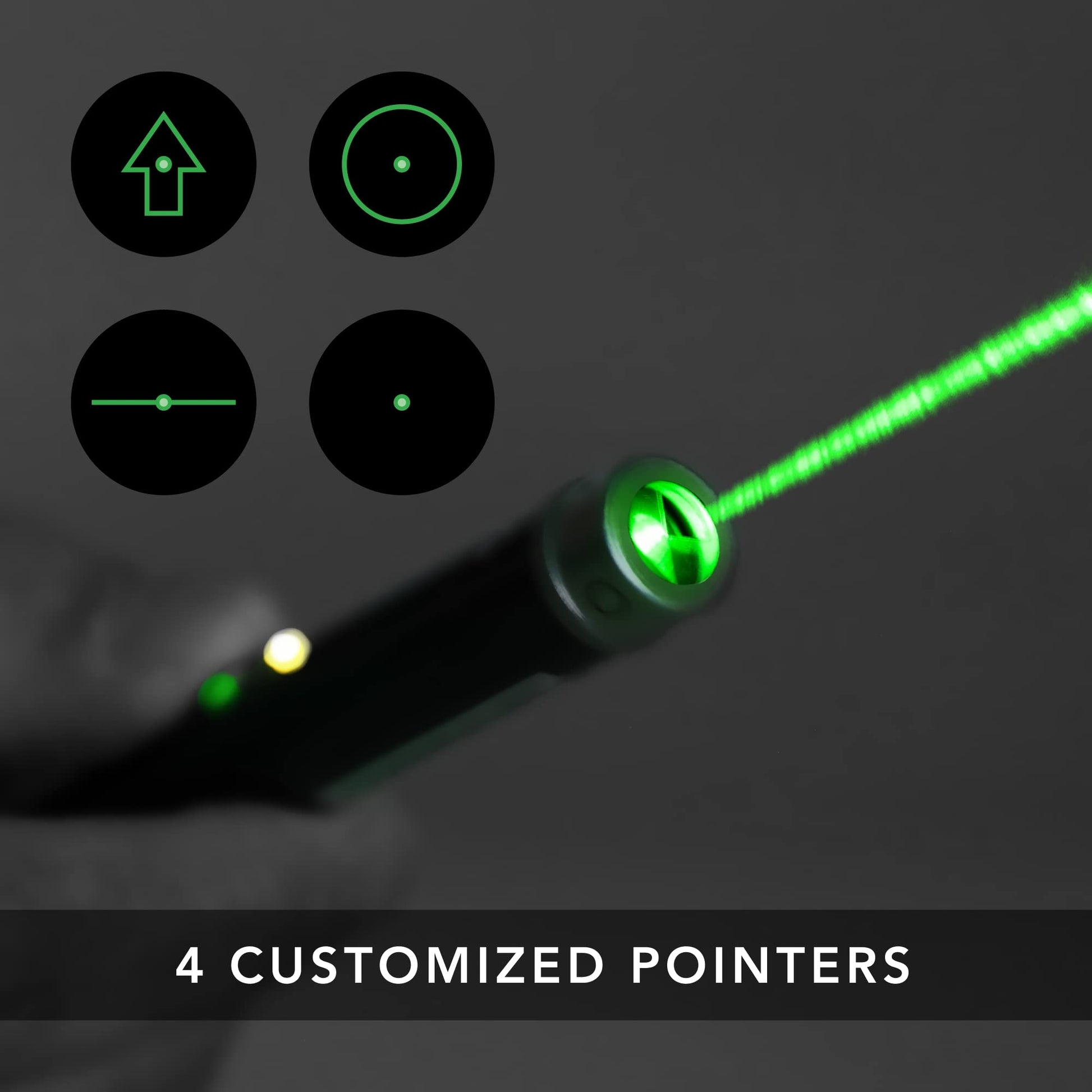 Marathon Multi Symbol Laser Pointer, Green - 20X Brighter Than Red Laser - 1 Mile Night-time Range & Visible in Broad Daylight - TAA Compliant - 4 Custom Pointers - Two AAA Batteries Included - Medaid International