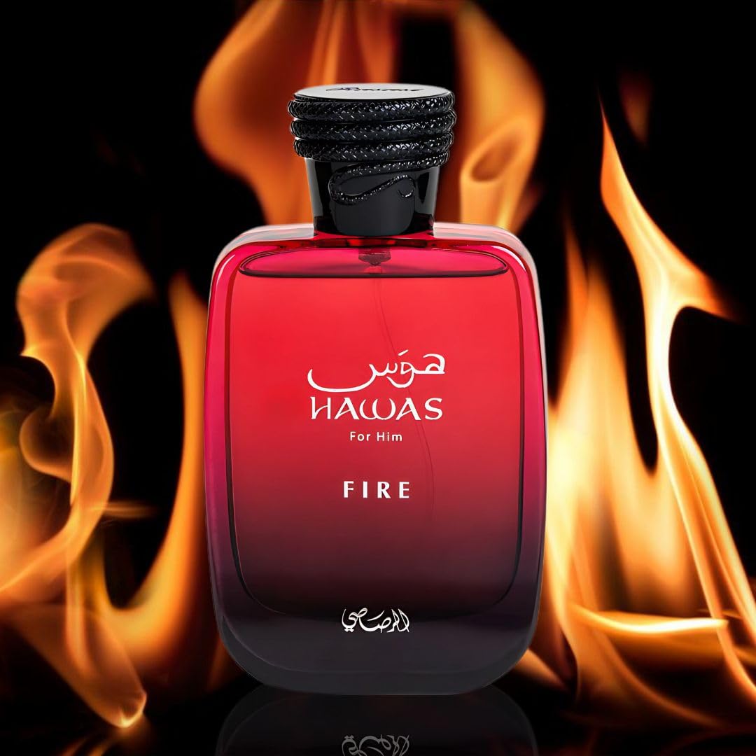 RASASI Hawas Fire Eau De Parfum Spray 100ML(3.4 Oz) - Bold Long Lasting Arabian Perfume For Men With A Fiery Essence - Indulge In A Luxurious Perfume Men That Captures Masculine Elegance And Strength - Medaid International