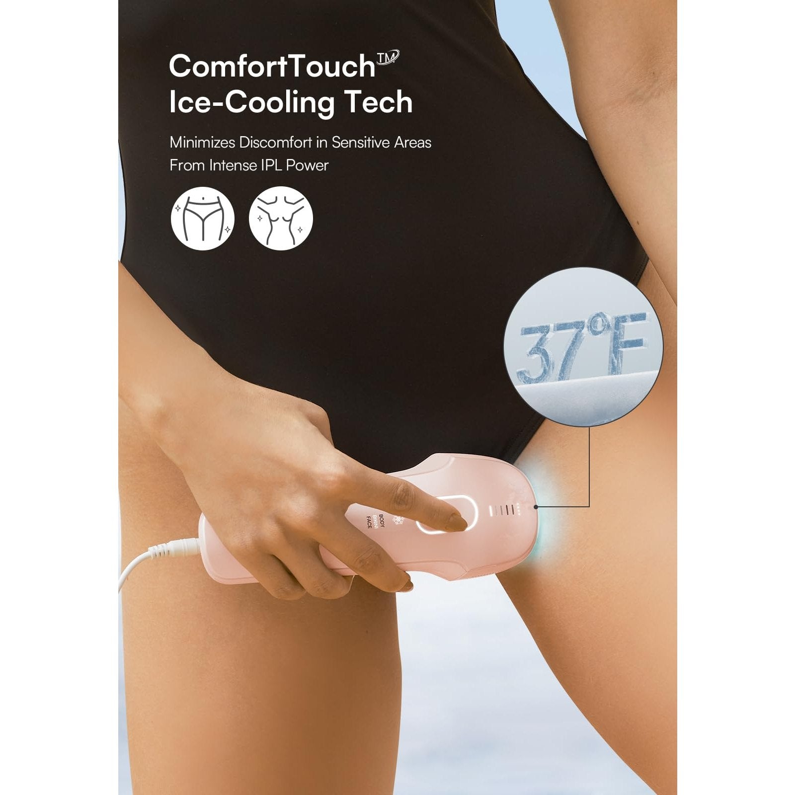 INIA Laser Hair Removal with Ice-Cooling Care for Women and Men, HAUTE Pro Painless at-Home IPL Hair Remover for Coarse Hair in Bikini All Body Areas, Latest Generation for Effective Results (Pink) - Medaid International
