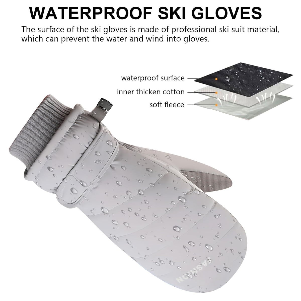 Winter Women’s Ski Mittens, Waterproof Touchscreen Snow Mitts, Anti-Slip Warm Windproof Gloves for Skiing, Snowboarding, Hiking, Cycling and Outdoor Activities