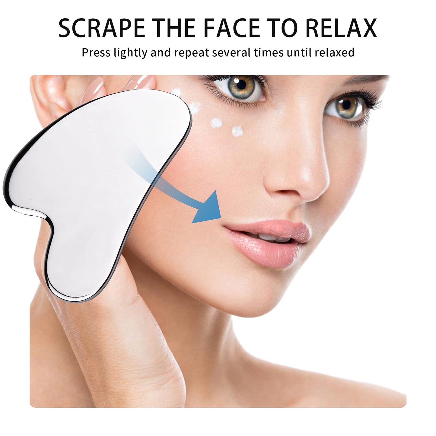 Stainless Steel Gua Sha Facial Massage Tool - Metal Jawline Sculptor with Travel Pouch - Medaid International