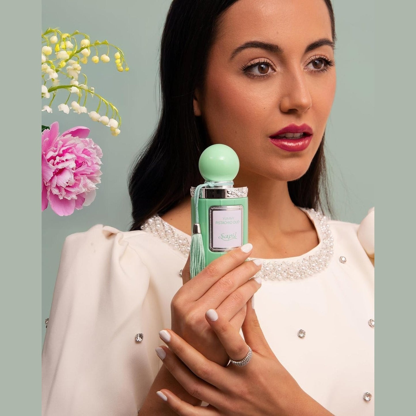 Sapil Yummy Pistachio Oud Unisex Eau De Parfum - Long-Lasting Arabic Perfume with Creamy Hazelnut, Vanilla & Woody Floral Notes - Sweet Dubai Gourmand Fragrance for Men & Women - 3.38 oz - Medaid International