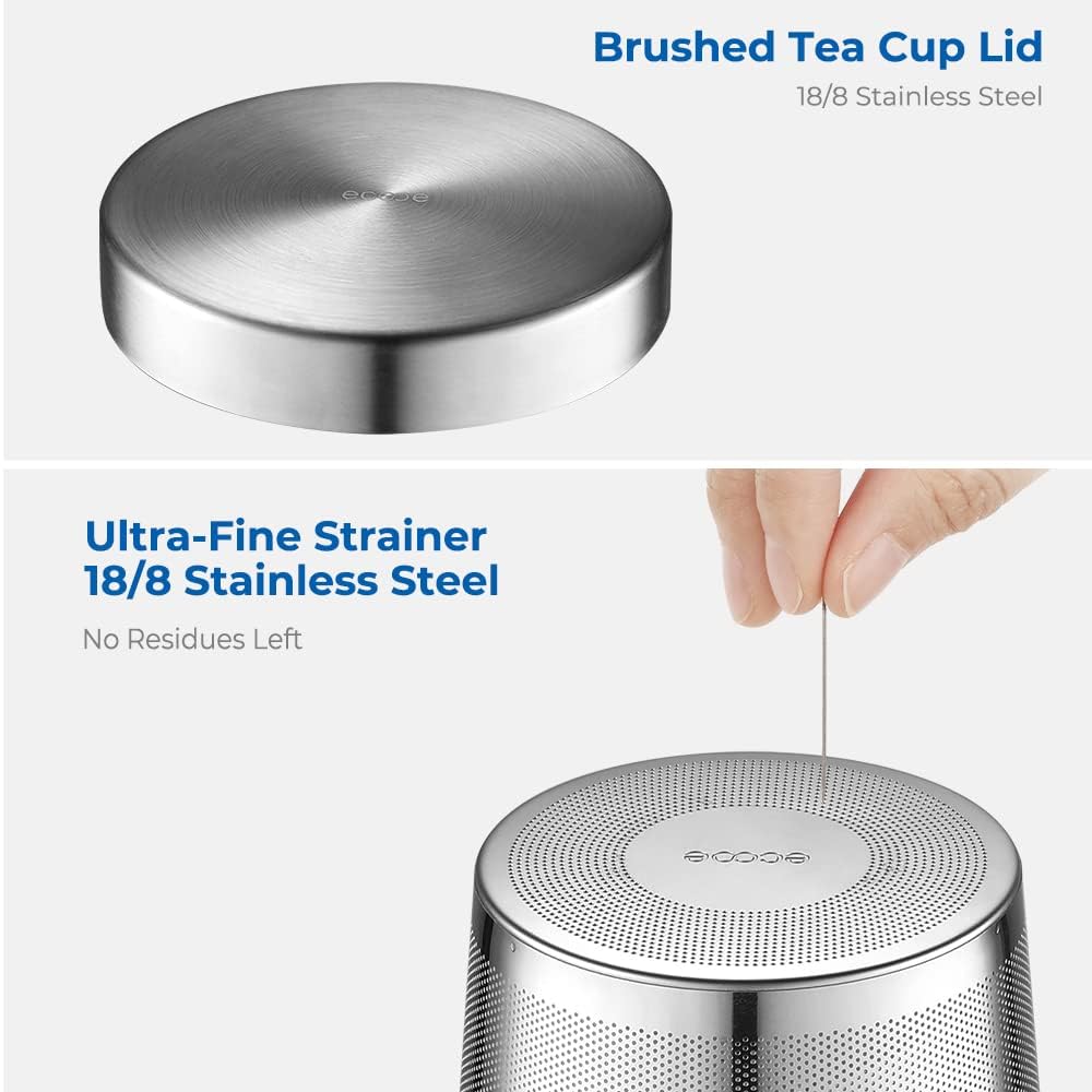 KASTWAVE 16.9oz Borosilicate Glass Tea Mug - Loose Leaf Tea Cup with Stainless Steel Infuser & Lid, Heat Resistant Glass Teacup (430 ml-Use Capacity)