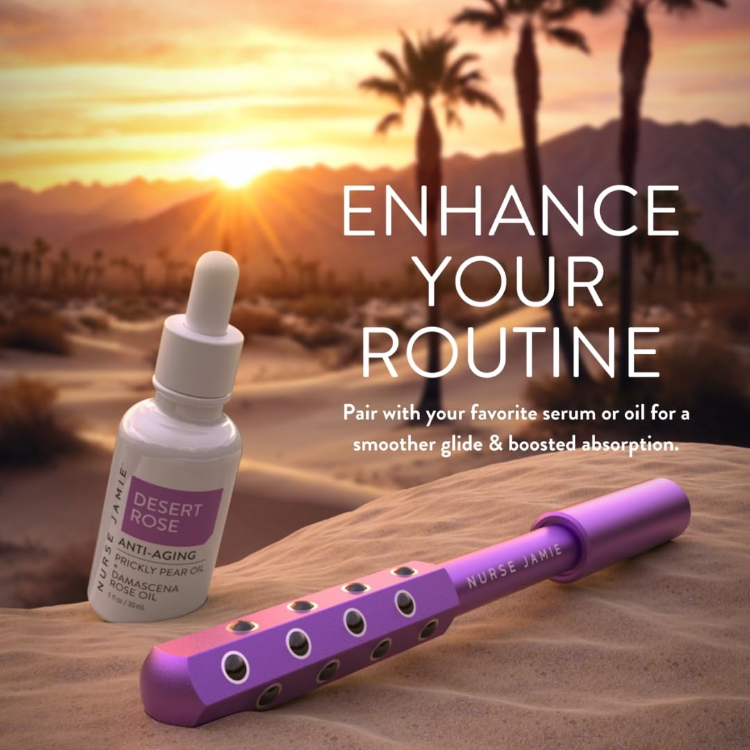 Nurse Jamie Uplift Facial Massaging Beauty Roller – Purple - Facial Massager with 24 Stones for Sculpting, Firming & Reducing Puffiness - Medaid International