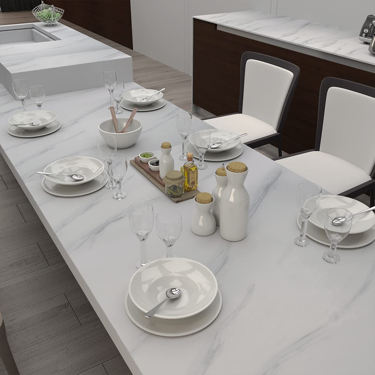 White Marble Contact Paper Textured Beige White Granite Wallpaper Peel Stick Countertop Contact Paper Removable Waterproof Adhesive Paper Thick Shiny Marble Look Wall Paper Kitchen Table Vinyl Wrap - Medaid International