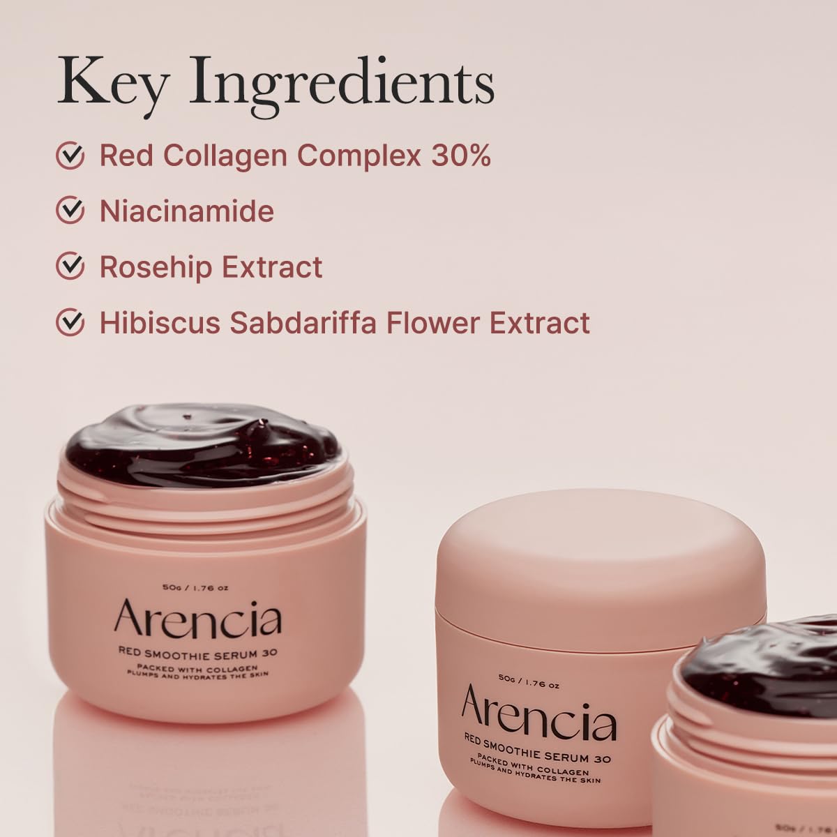 Arencia Overnight Red Smoothie Face Mask Serum, Glowing & Soothing with 30% red collagen, Niacinamide, Peptide, Vitamin E - Medaid International