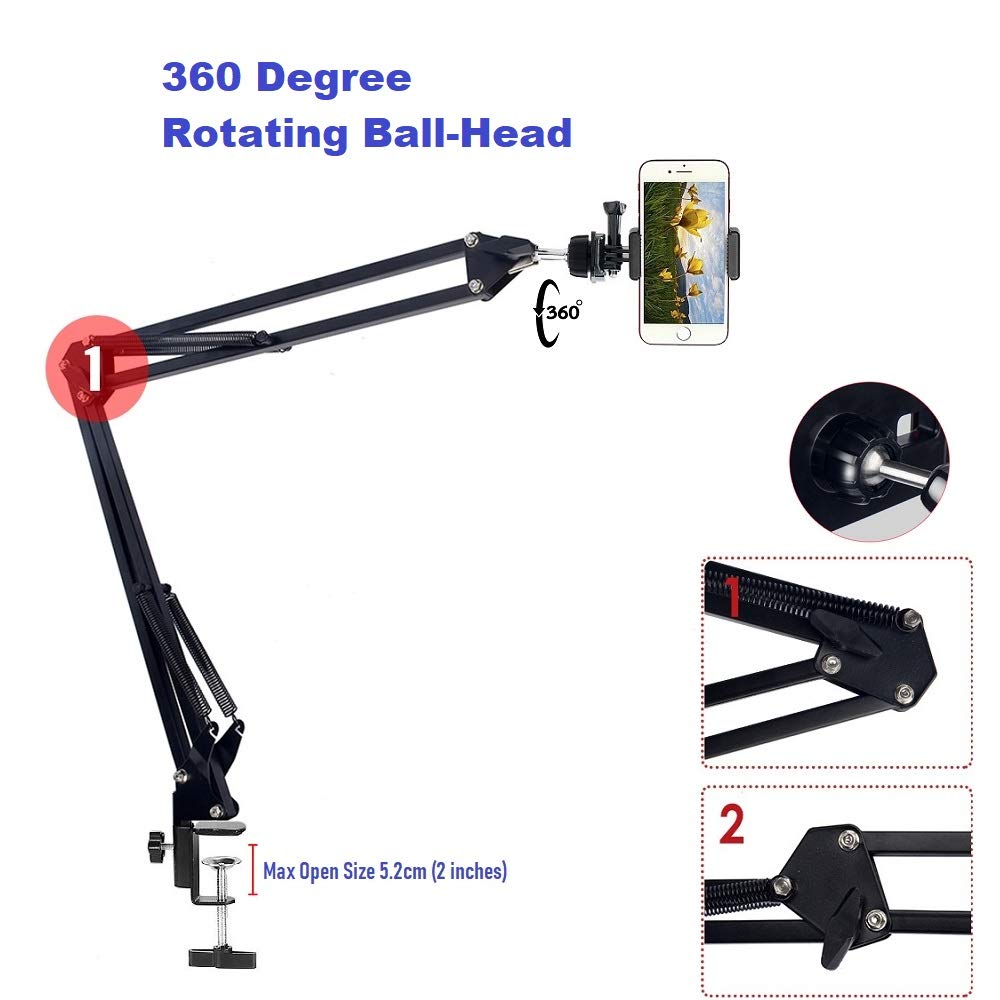 Phone Video Stand,Overhead Camera Mount Compatible with iPhone Samsung Live Streaming,Baking,Craft,Videos,Online Lessons - Medaid International