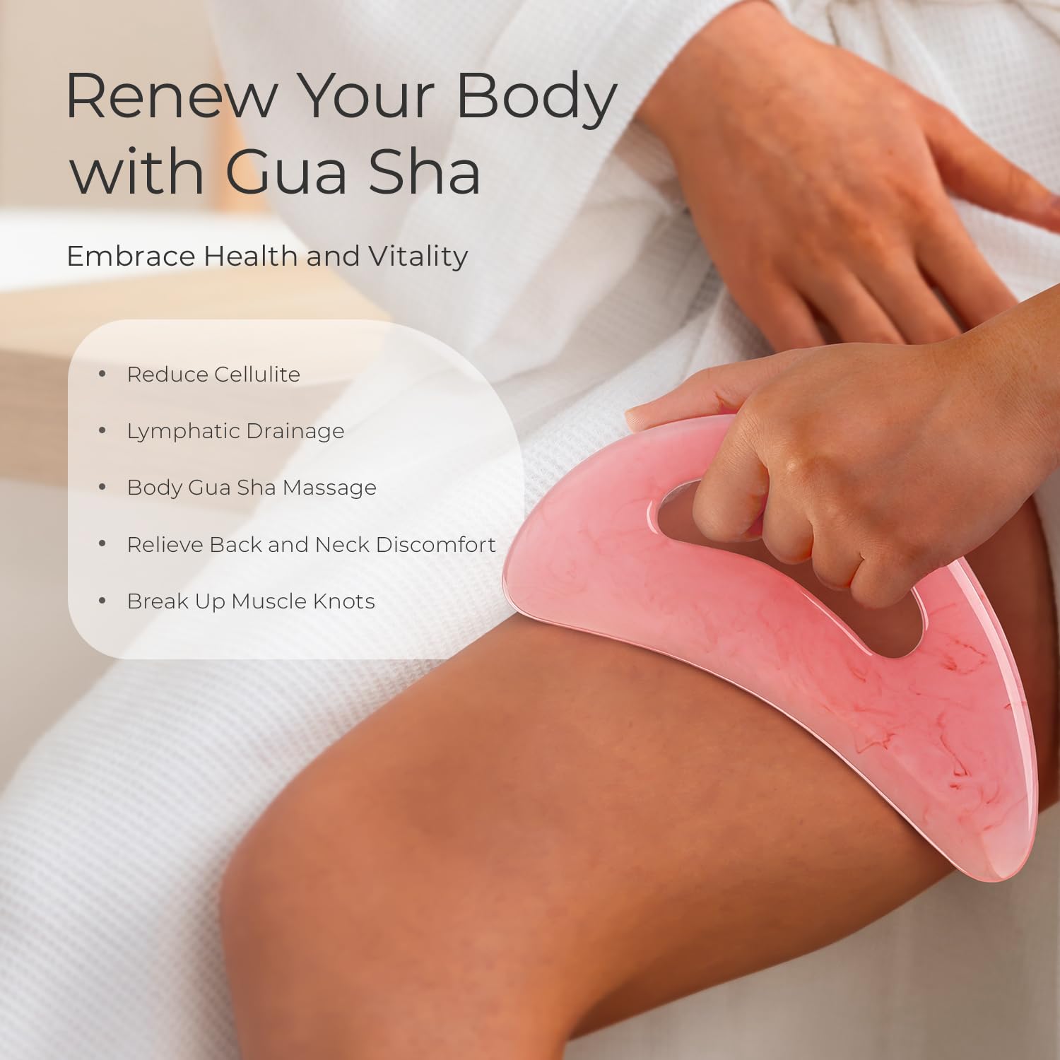 Scienlodic Gua Sha Massage Tool with Handle (Resin) Larger Guasha Scraping Tool for Back Neck Face Leg Massage, Lymphatic Drainage, Cellulite Remove - Large - Medaid International