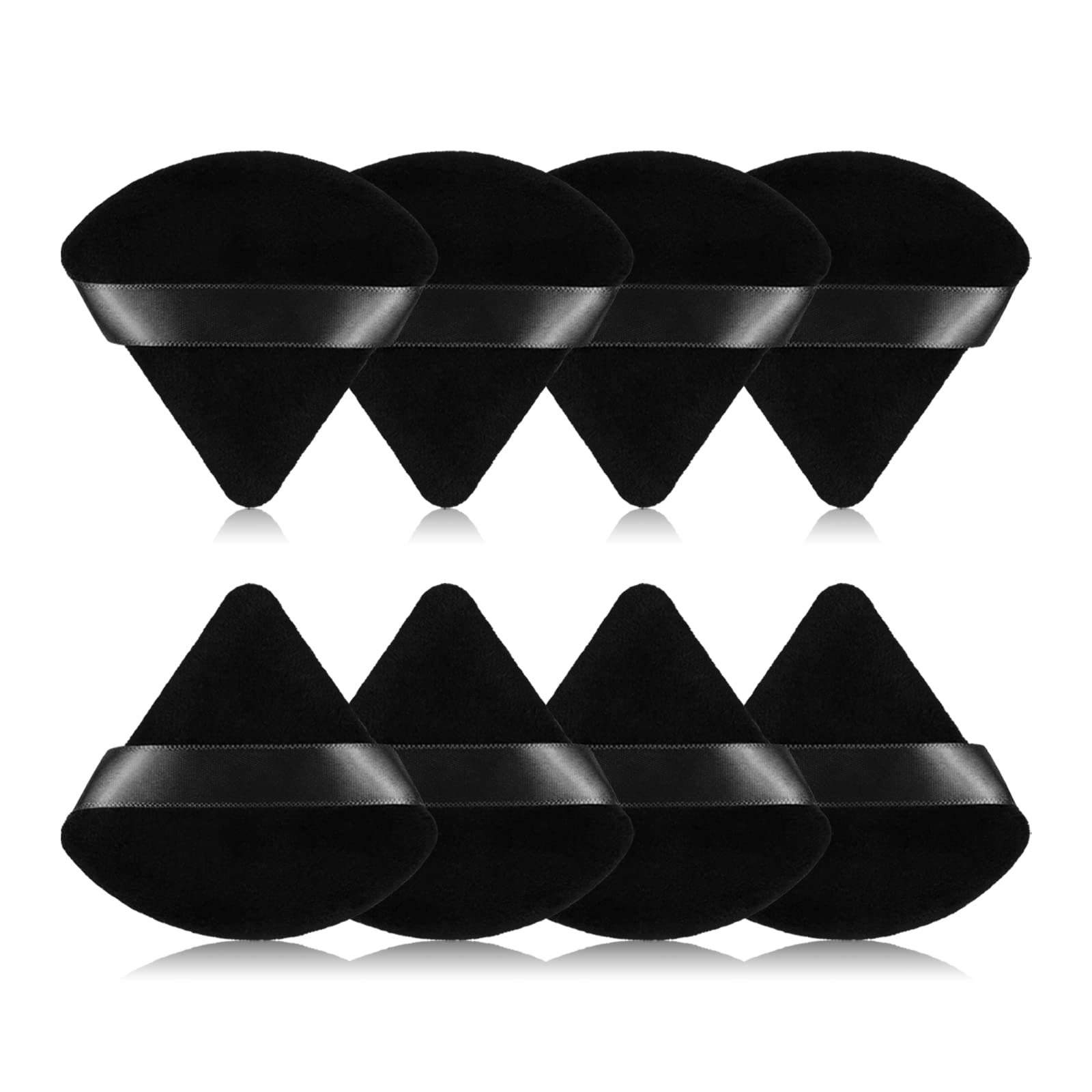 8Pcs of Triangular Powder Puff Makeup Sponges, Made of Super-soft Velvet, Designed for Contouring, Eye, and Corner, Beauty Blender Foundation Mixing Container.(Black) - Medaid International