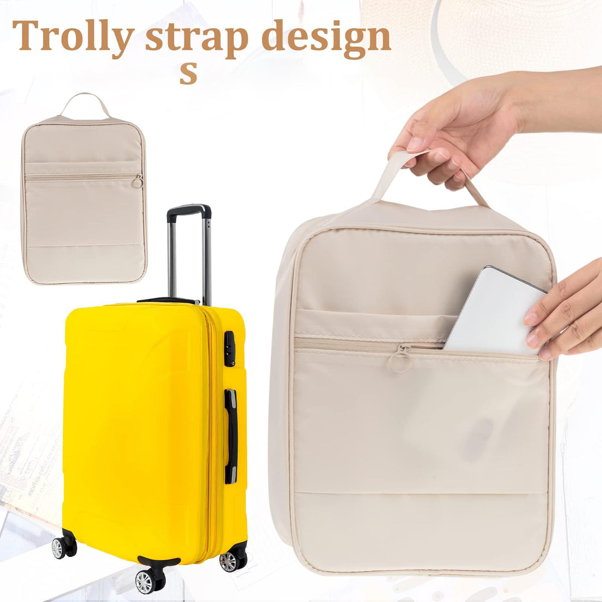 TERRIFI 3-Pack Waterproof Shoe Bags for Travel, Foldable Shoe Storage Pouch Organizer, Holds 3 Pairs of Shoes, Perfect for Daily Use, Beige