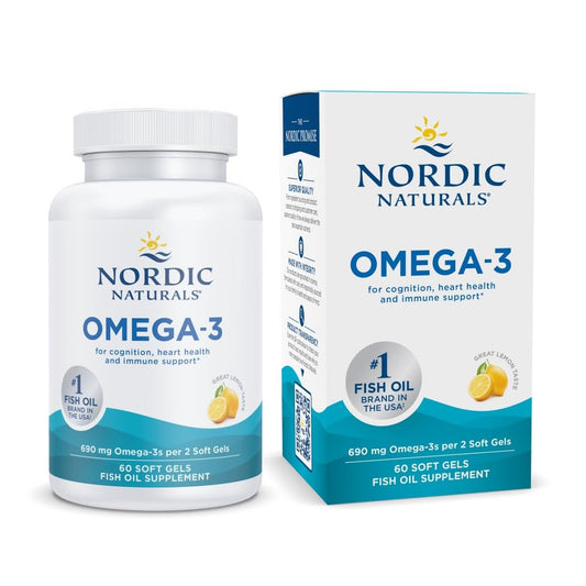 Nordic Naturals Omega-3, Lemon Flavor - 60 Soft Gels - 690 mg Omega-3 - Fish Oil - EPA & DHA - Immune Support, Brain & Heart Health, Optimal Wellness - Non-GMO - 30 Servings - Medaid International