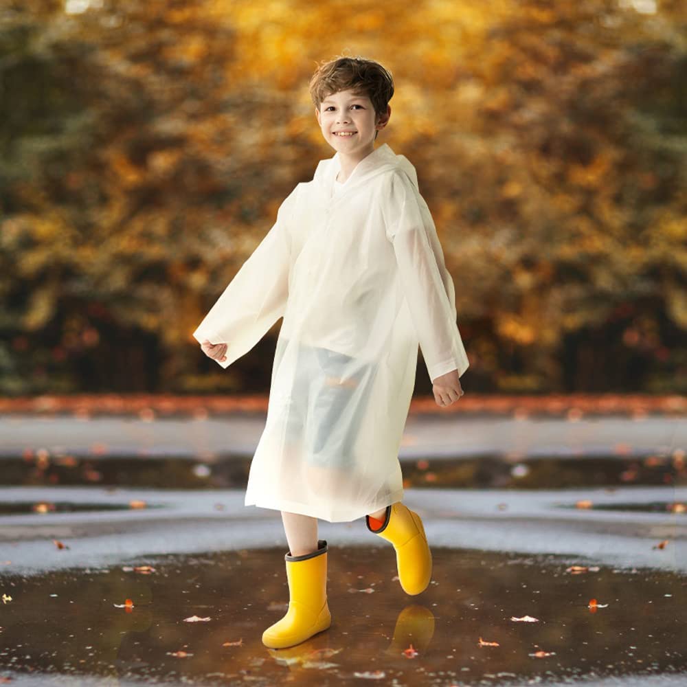 Kids Waterproof Raincoat, EVA Portable Rain Poncho, for Girls Boys Toddler Rainwear Rain Jacket Cape, Reusable Children Raincoat for Outdoor Climbing Cycling Hiking Camping