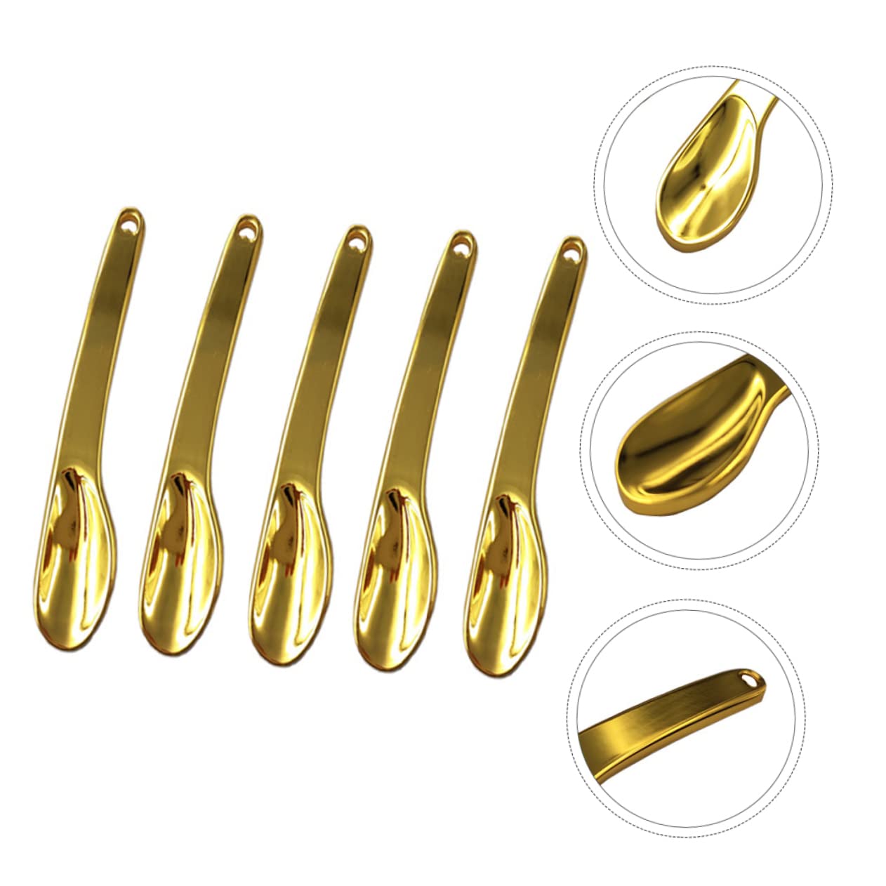 HEALLILY 5pcs Makeup Supply Zinc Alloy Face Cream Eye Cream Spoon for Skincare Golden Facial Mask Scoop Travel-friendly Design - Medaid International