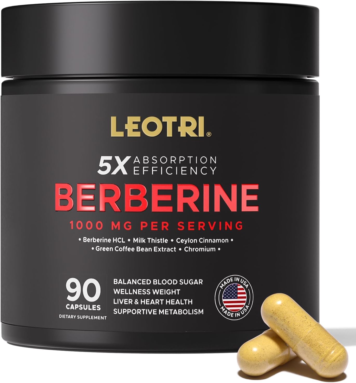 Berberine 1000mg with Ceylon Cinnamon, Chromium & Milk Thistle – GLP-1 Glucose & Metabolic Support Supplement – 90 Capsules, Made in USA - Medaid International
