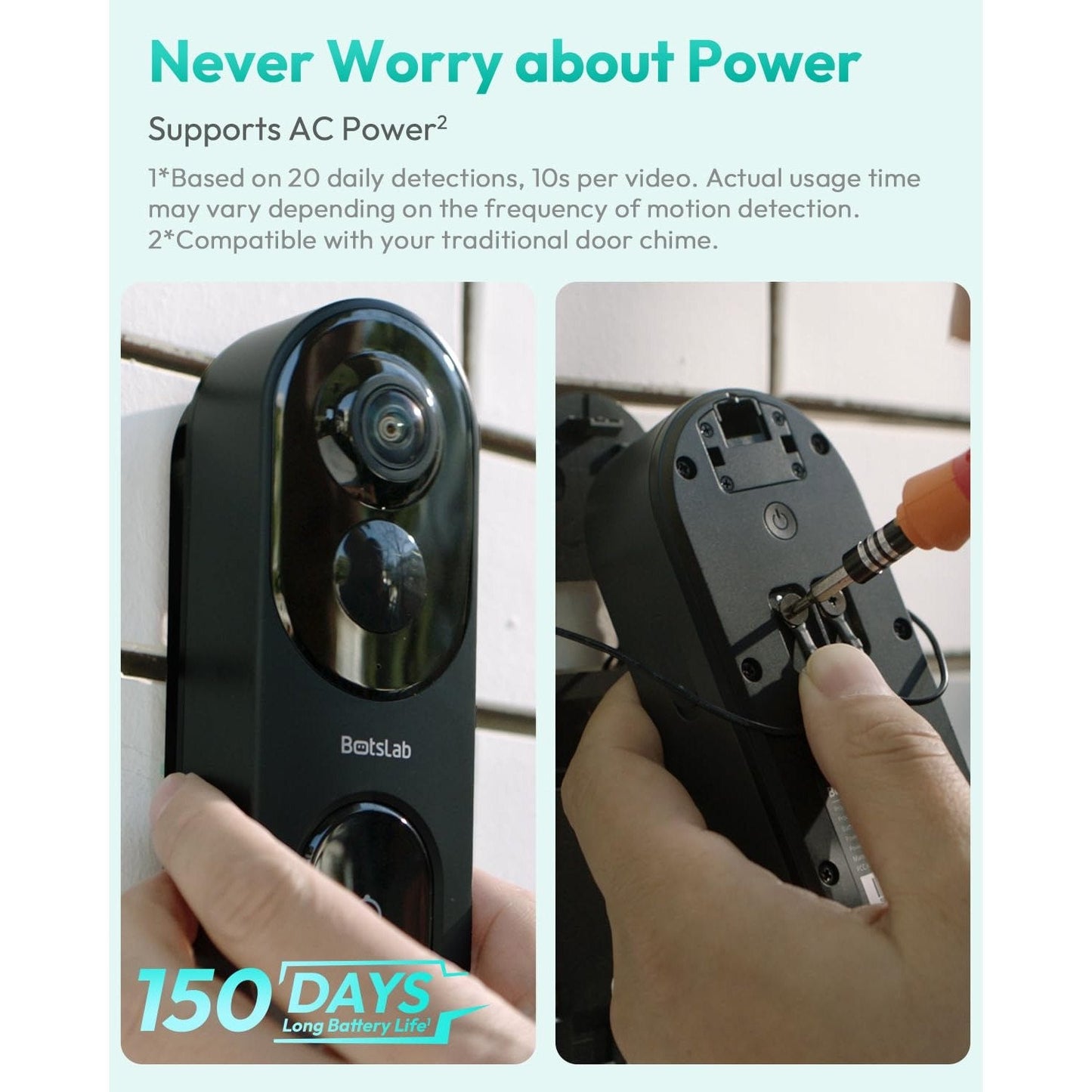 Doorbell Camera Wireless, 5MP Video Doorbell with Homebase, 180°Panoramic View, No Monthly Fee, 2.4 GHz WiFi, AI Motion Detection, VR Mode, Battery or Wired Powered(Black) - Medaid International